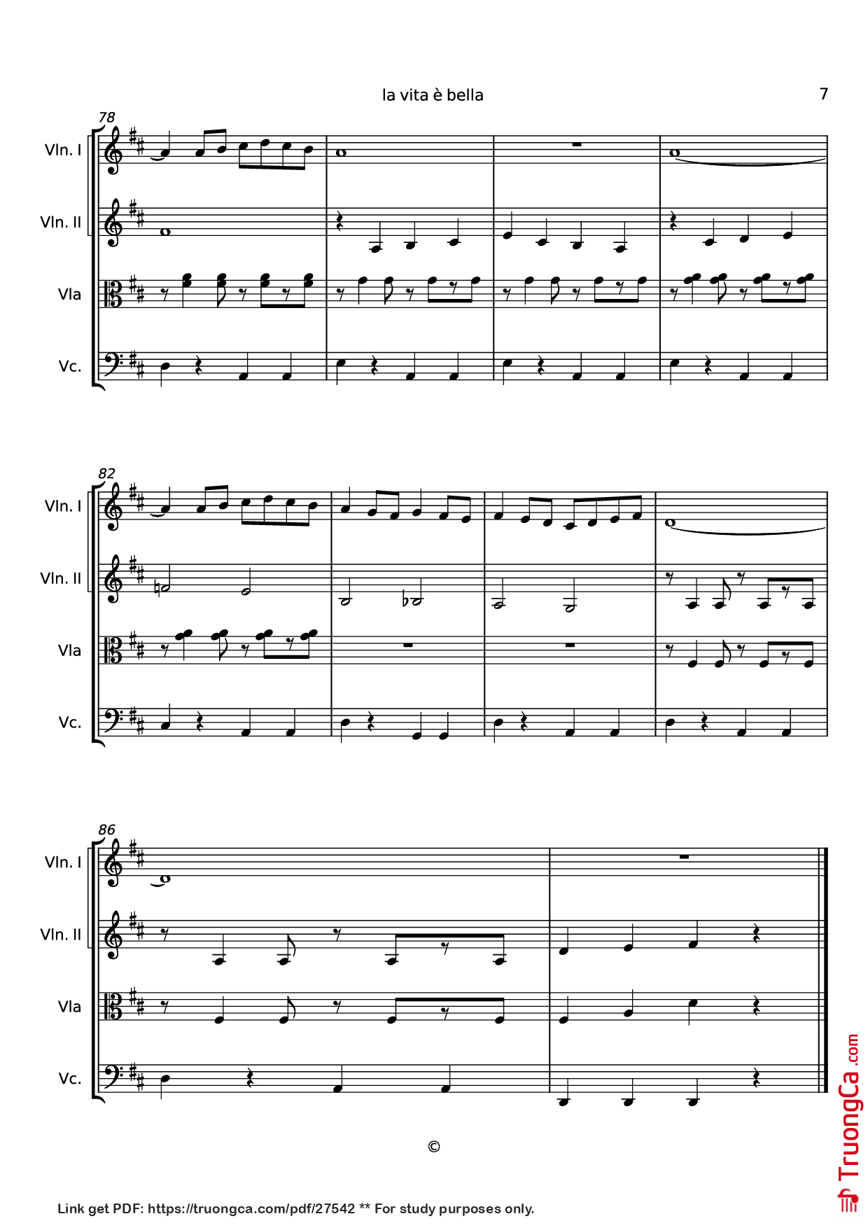 Page 7 of the piano sheet music PDF – la vita è bella Violin by Undefined