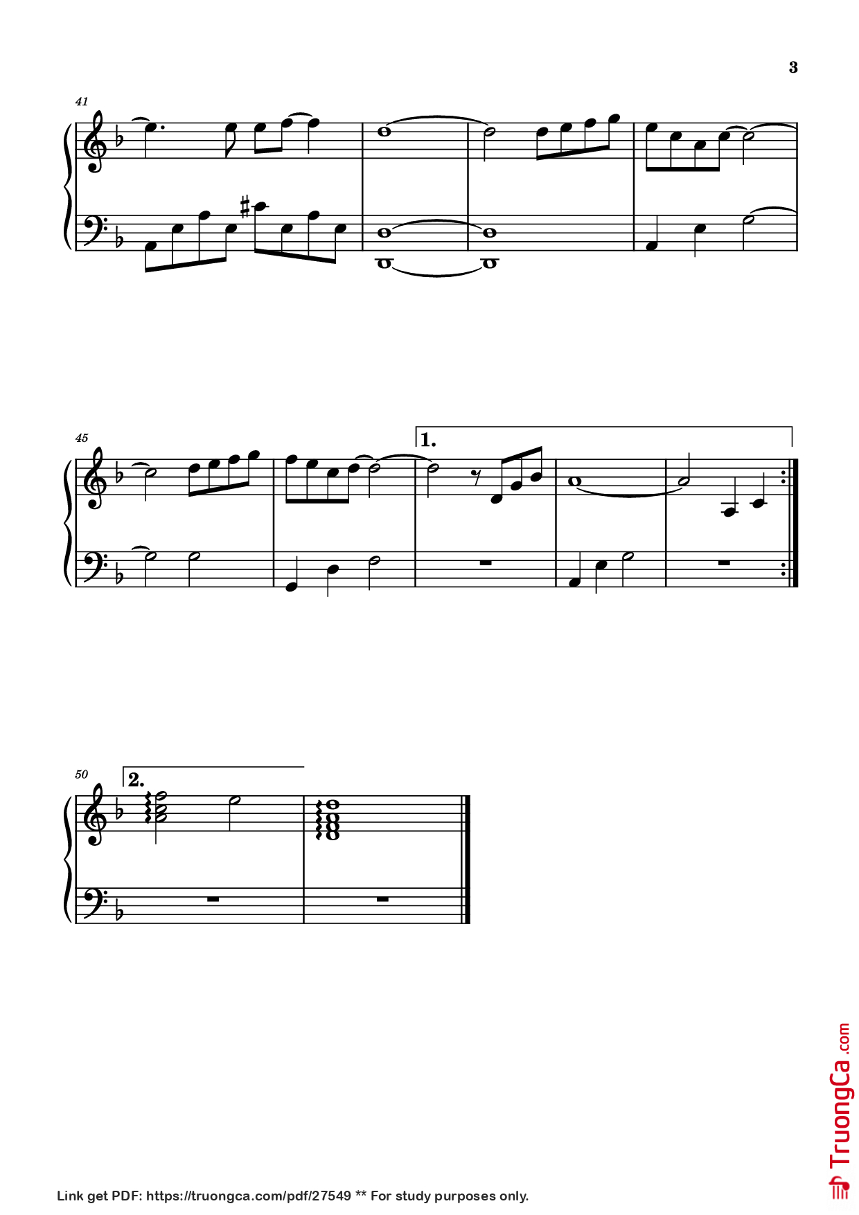 Page 3 of the piano sheet music PDF Piano – Xem Như Em Chẳng May Piano by Trung Ngon