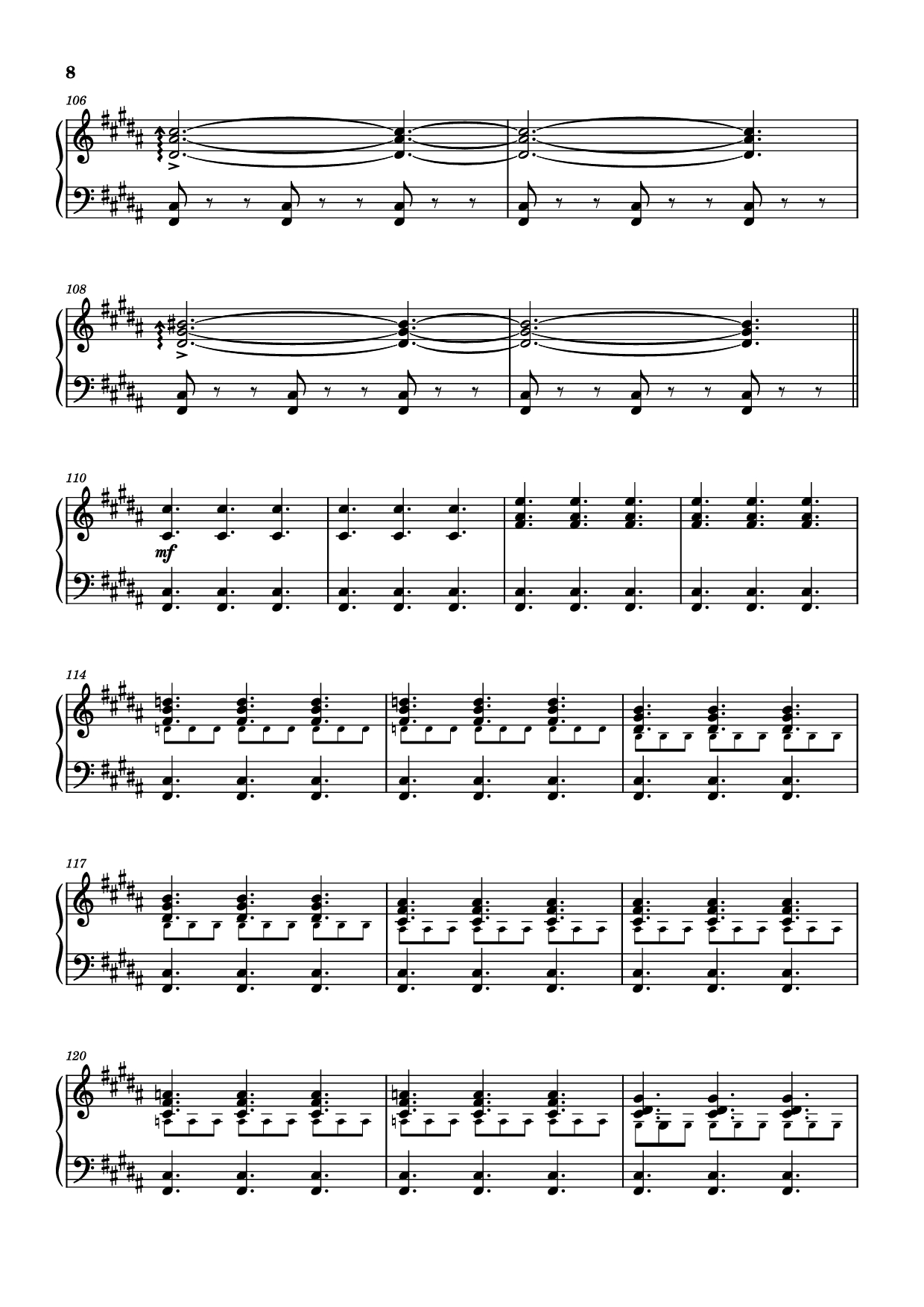Page 8 of the piano sheet music PDF – Rockets Fall On Rocket Falls Piano by Transcribed by: Sam Anderson