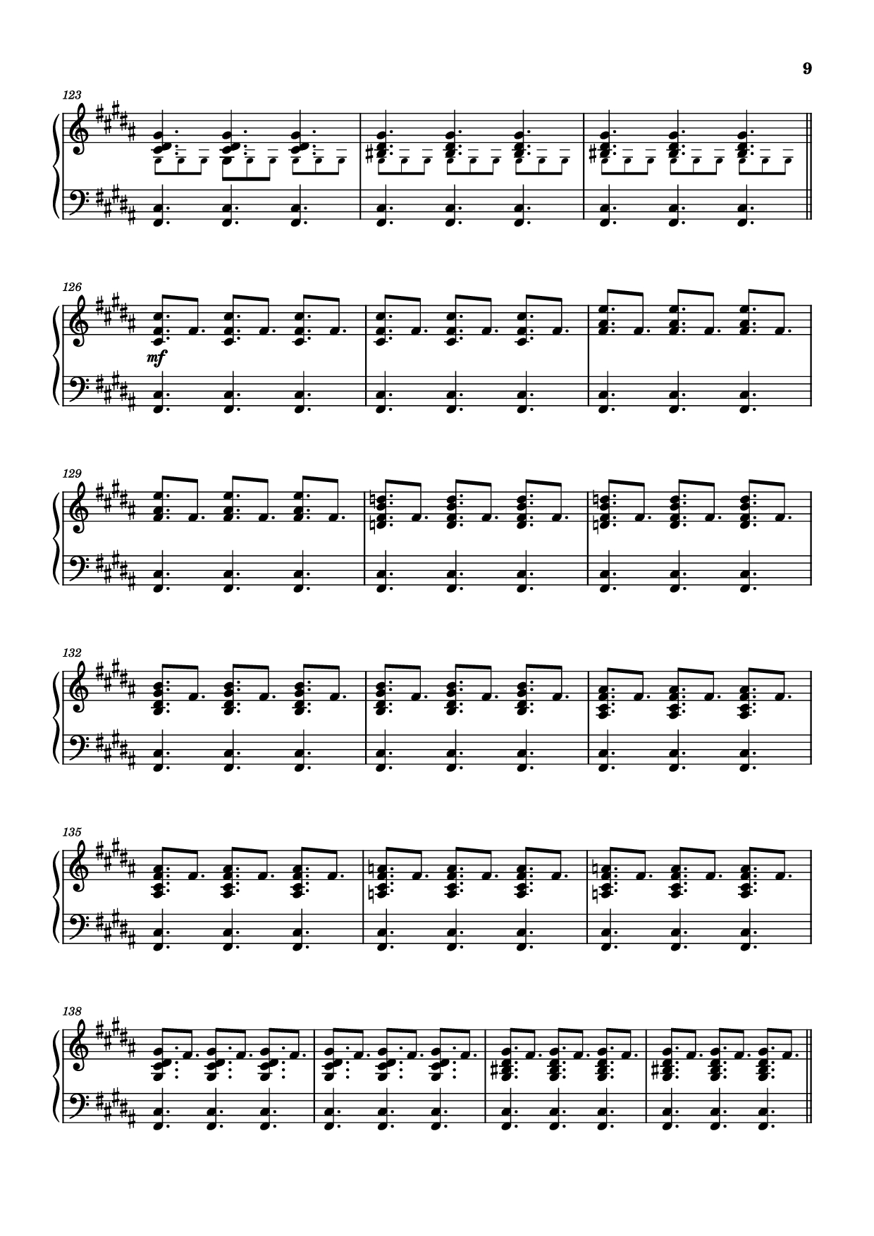 Page 9 of the piano sheet music PDF – Rockets Fall On Rocket Falls Piano by Transcribed by: Sam Anderson