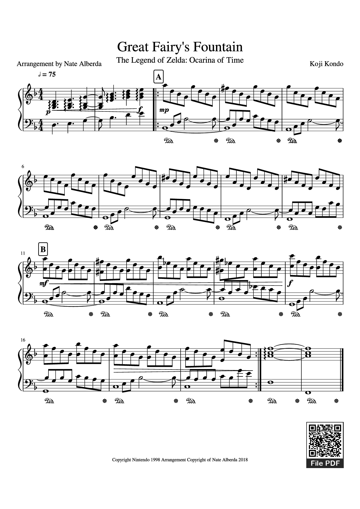 Page 1 of the piano sheet music PDF Piano – Great Fairy