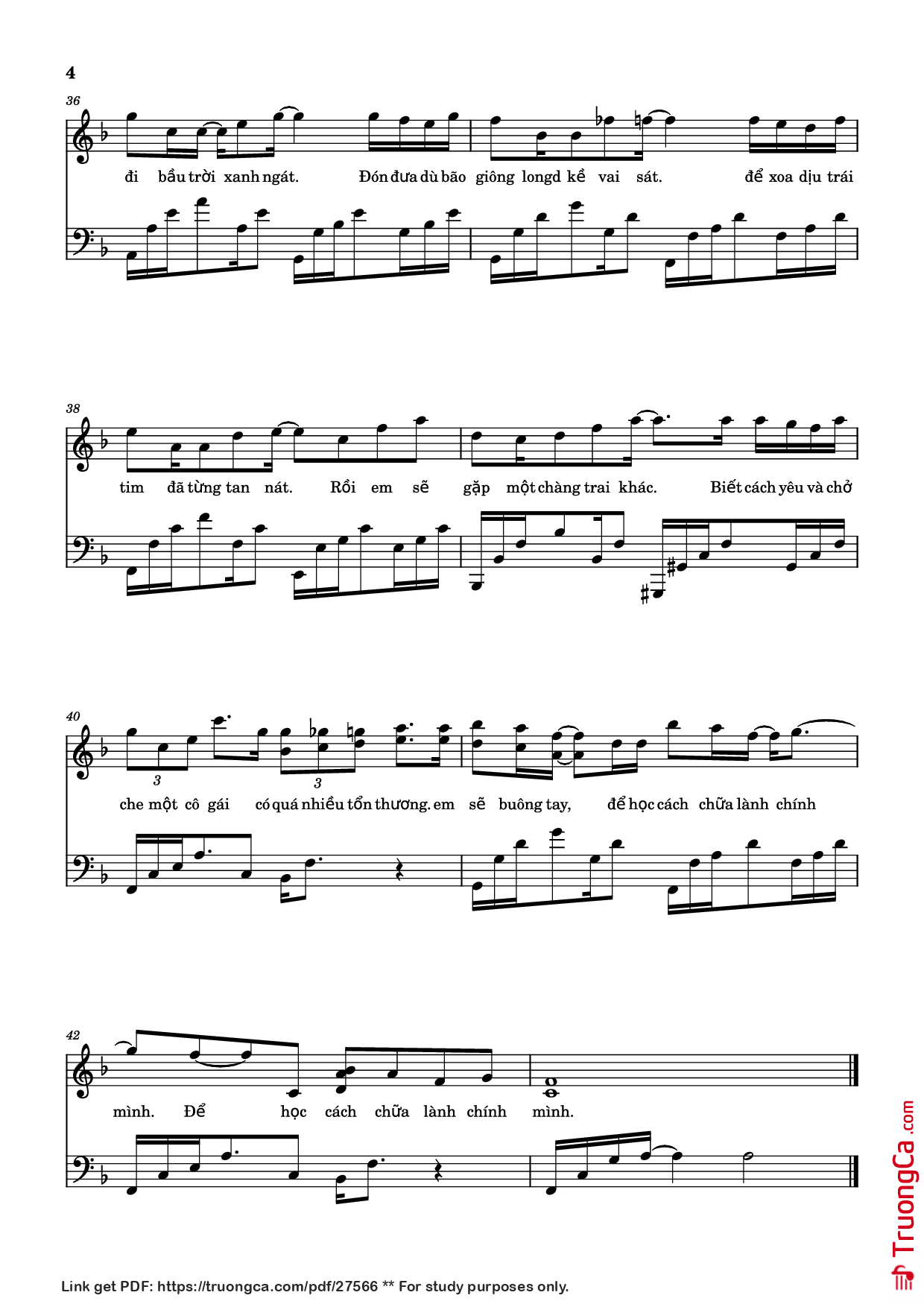 Page 4 of the piano sheet music PDF – Rồi Em Sẽ Gặp Một Chàng Trai Khác Piano by Hứa Kim Tuyền
