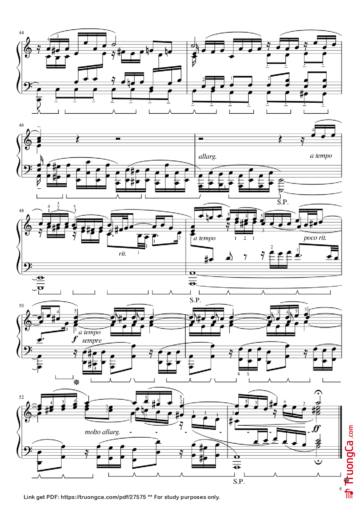 Page 6 of the piano sheet music PDF Piano – BWV 543 Piano by J.S. Bach (1685 - 1750