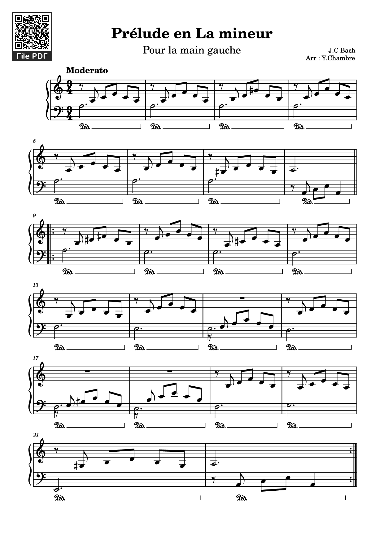 Page 1 of the piano sheet music PDF Piano – Prélude en La mineur Piano by J.C Bach