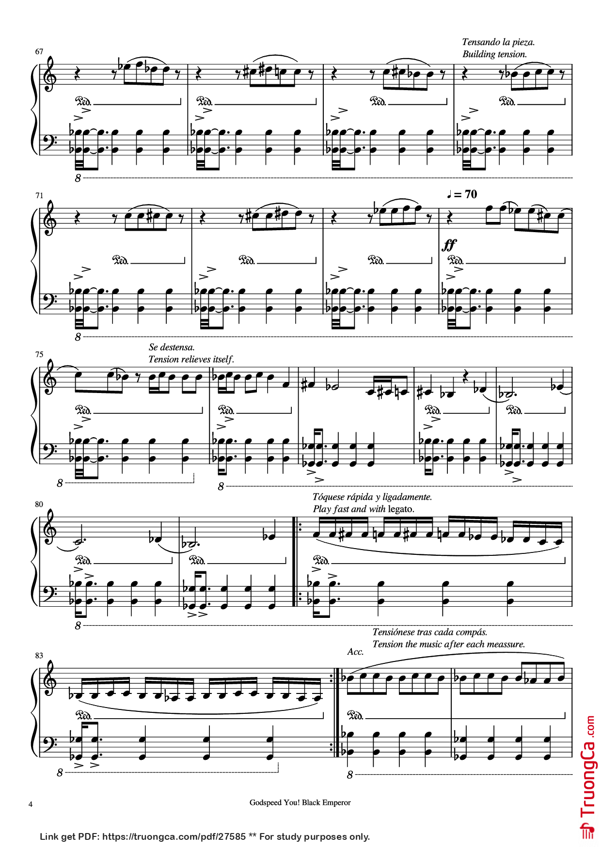 Page 4 of the piano sheet music PDF – The Sad Mafioso Piano by Compositor: Godspeed You! Black Emperor