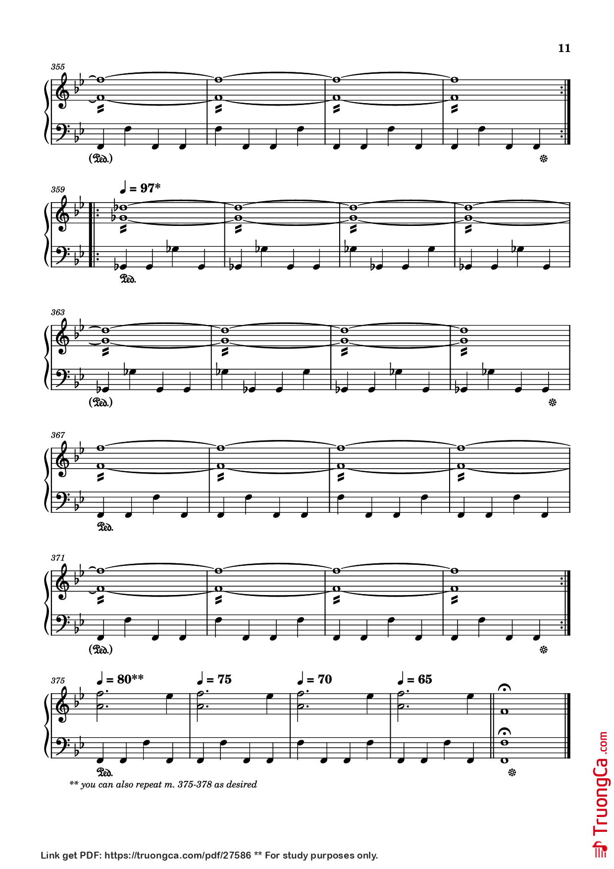 Page 11 of the piano sheet music PDF – Storm/Gathering Storm Piano by Transcribed by: Sam Anderson
