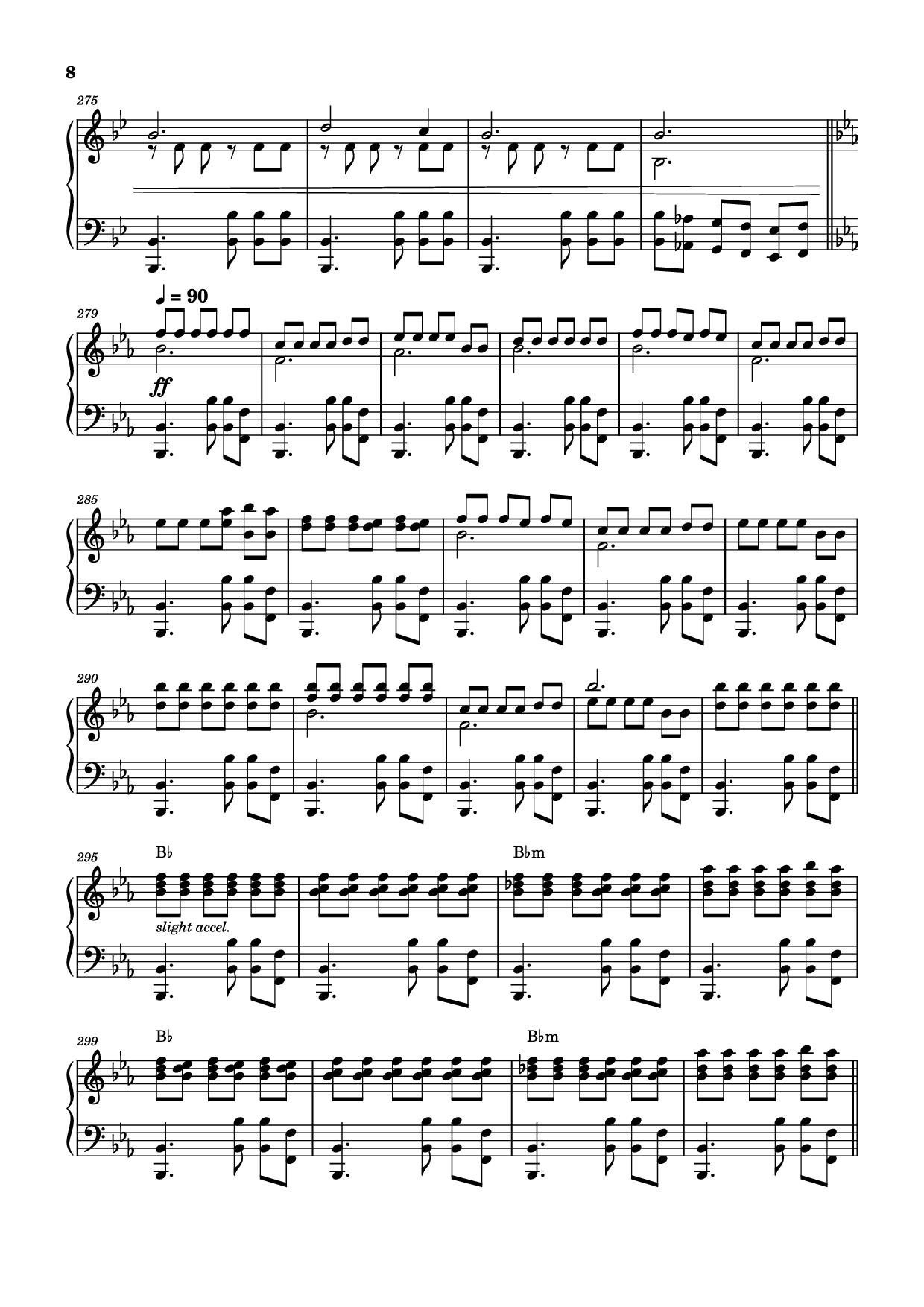 Page 8 of the piano sheet music PDF – Storm/Gathering Storm Piano by Transcribed by: Sam Anderson