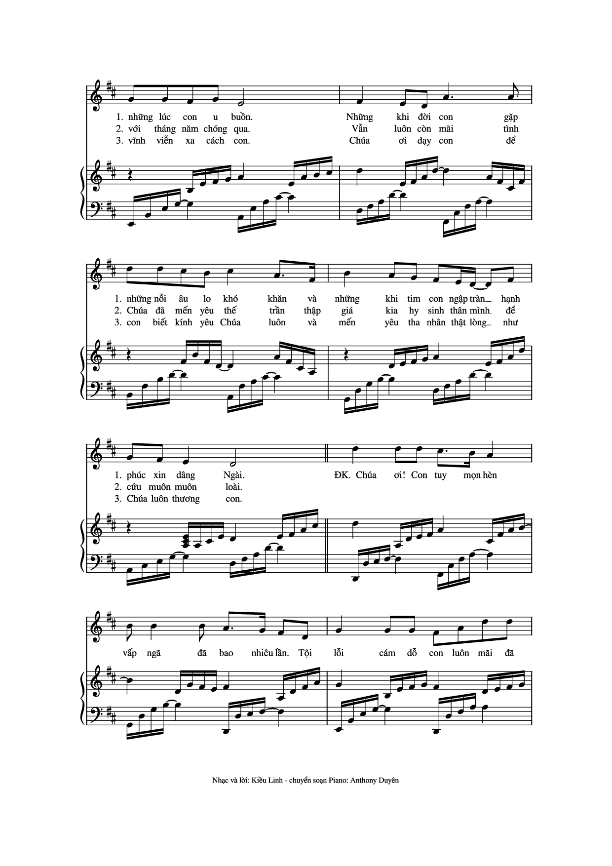 Page 2 of the piano sheet music PDF Piano – Phó Thác Piano đệm hát by Kiều Linh