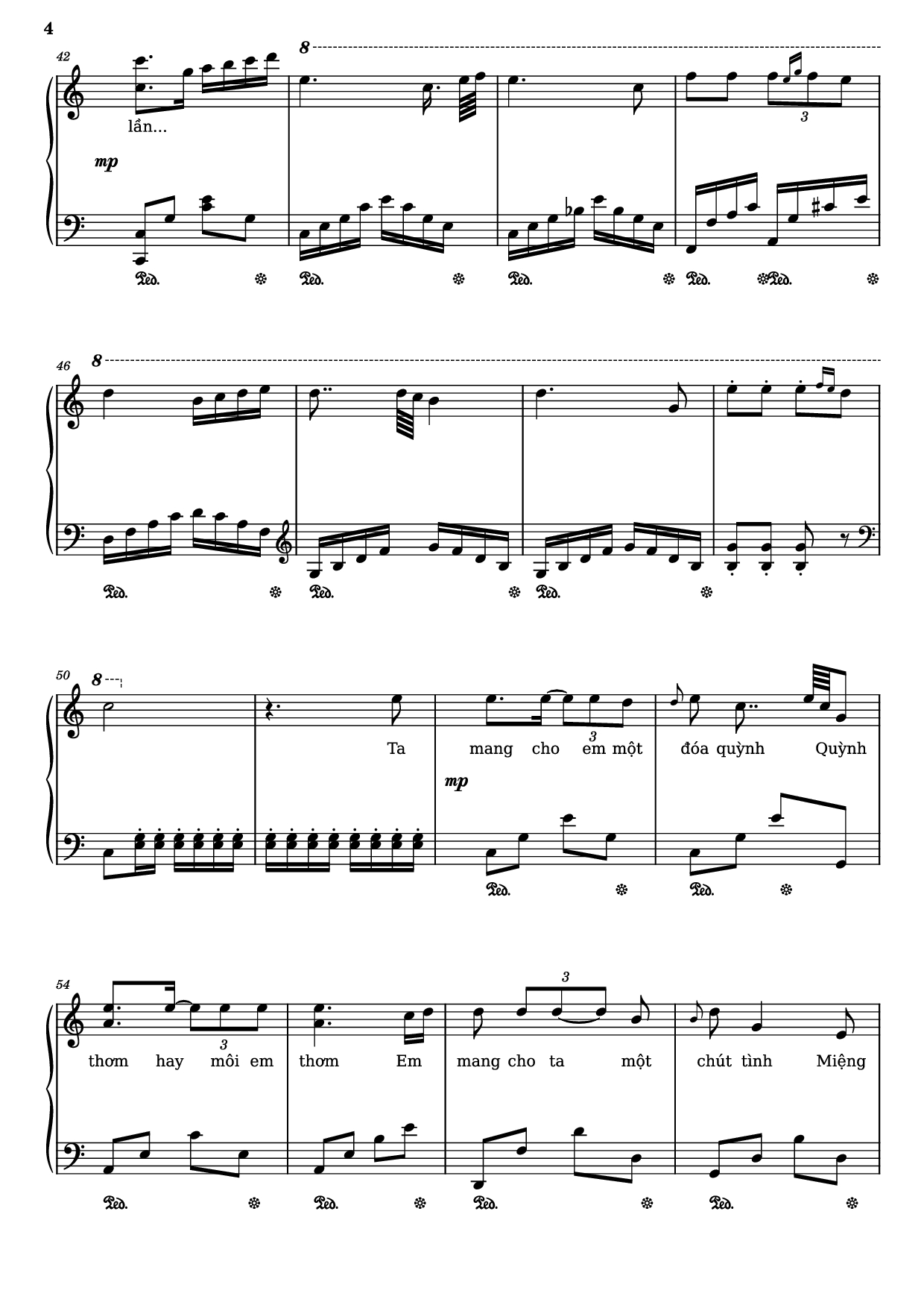 Page 4 of the piano sheet music PDF Piano – Quỳnh hương Piano by Trịnh Công Sơn, 1974