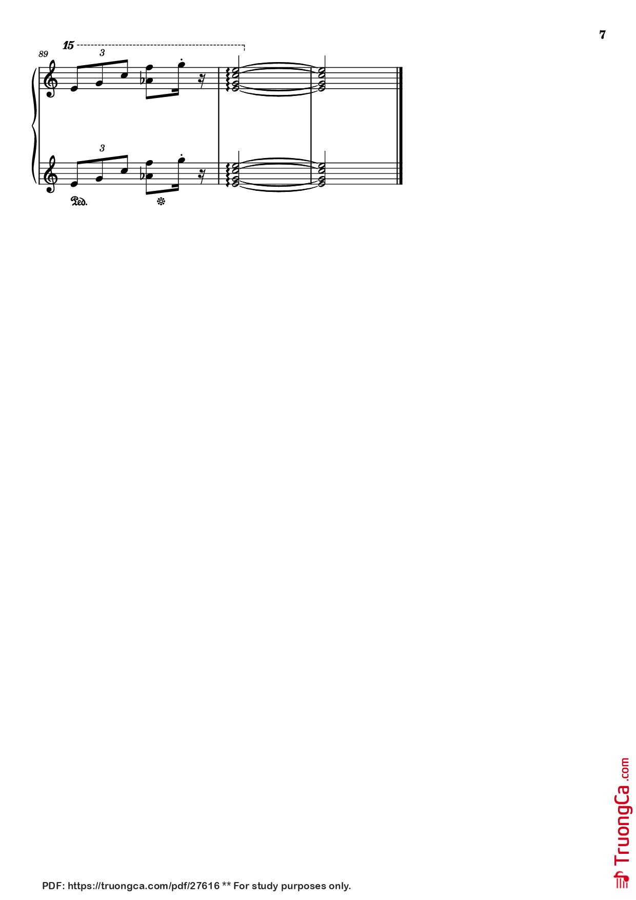 Page 7 of the piano sheet music PDF Piano – Quỳnh hương Piano by Trịnh Công Sơn, 1974