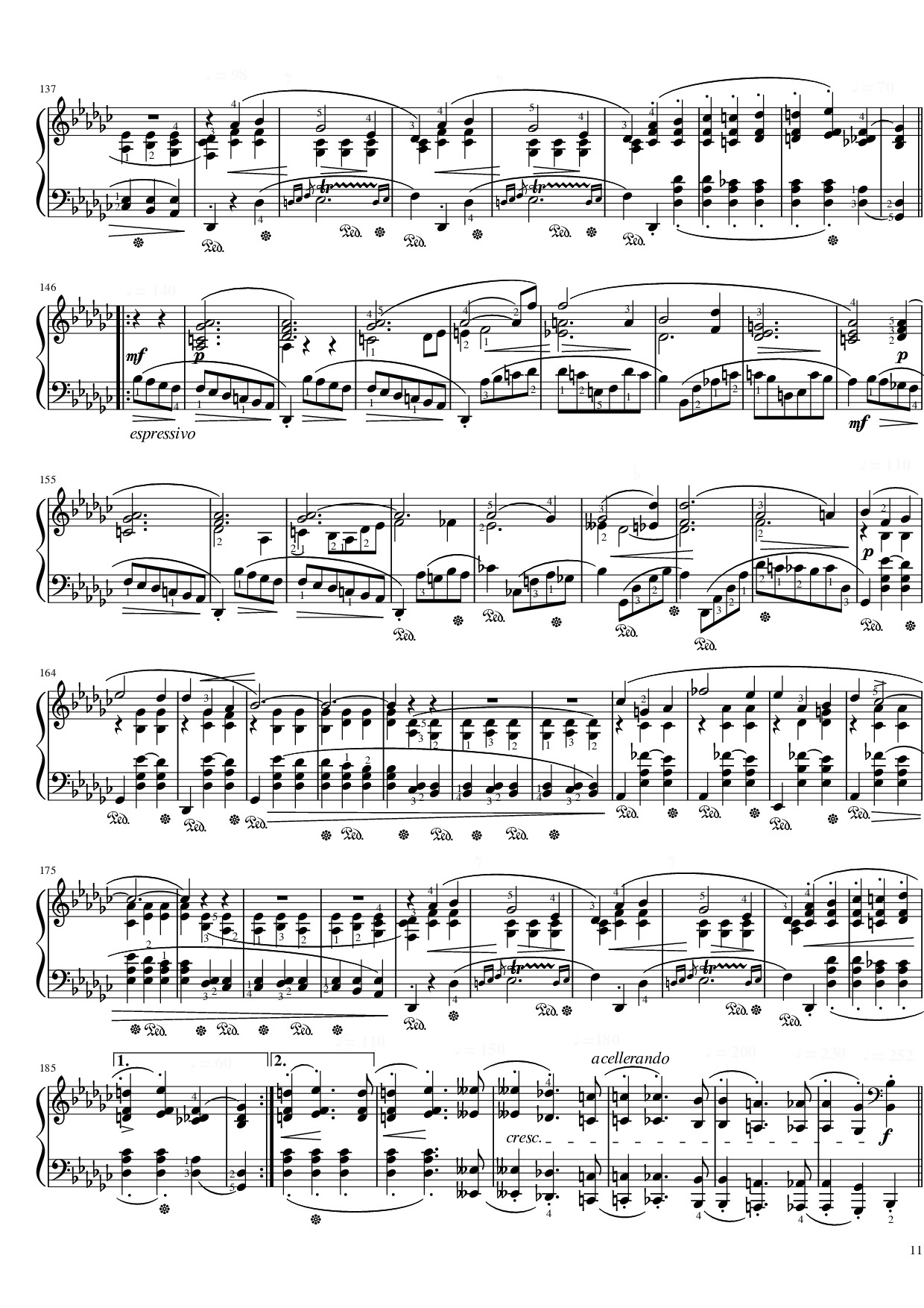 Page 11 of the piano sheet music PDF Piano – Funeral March Sonata No. 2 Op. 35 (Chopin) by Frédéric Chopin