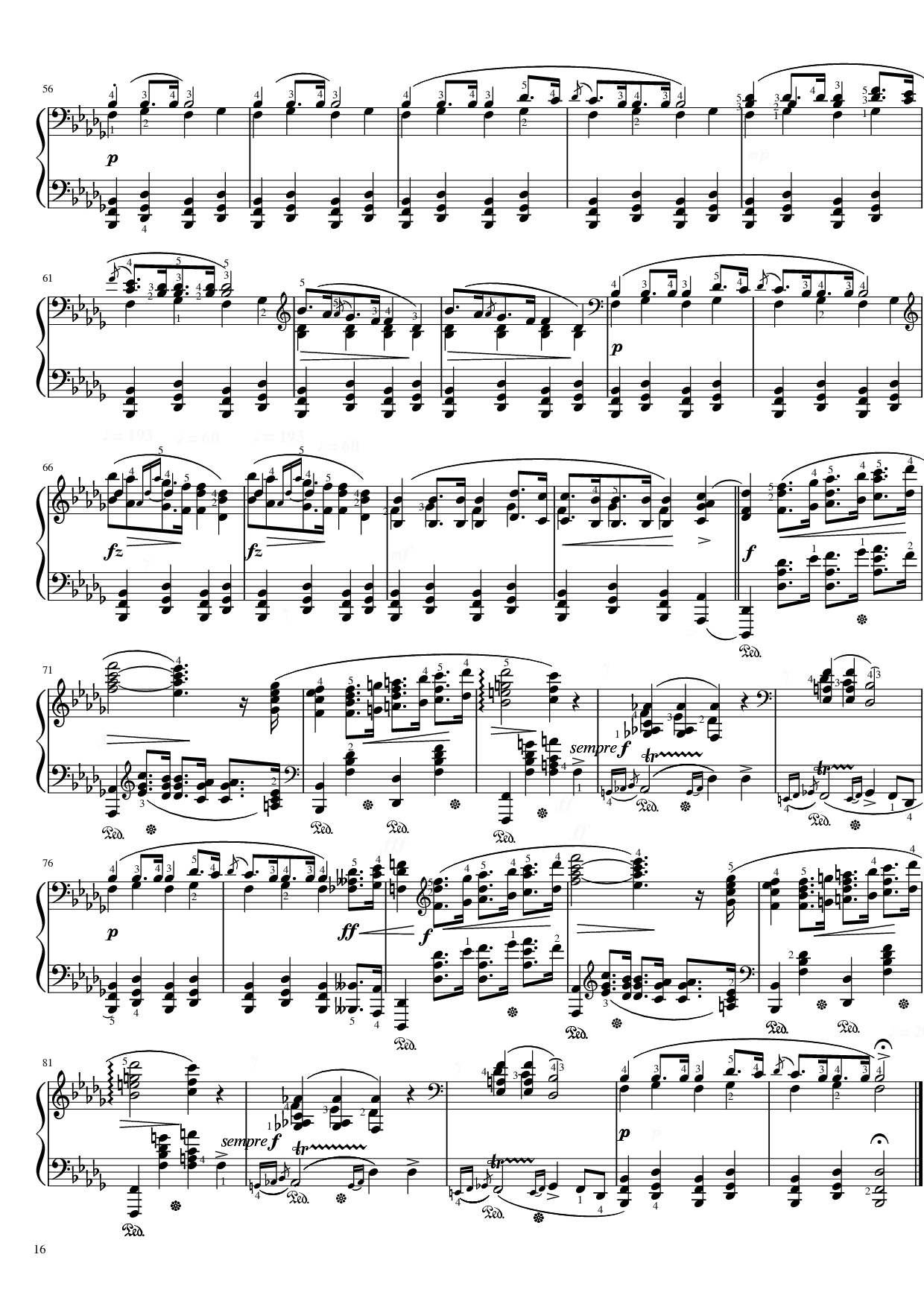 Page 16 of the piano sheet music PDF Piano – Funeral March Sonata No. 2 Op. 35 (Chopin) by Frédéric Chopin