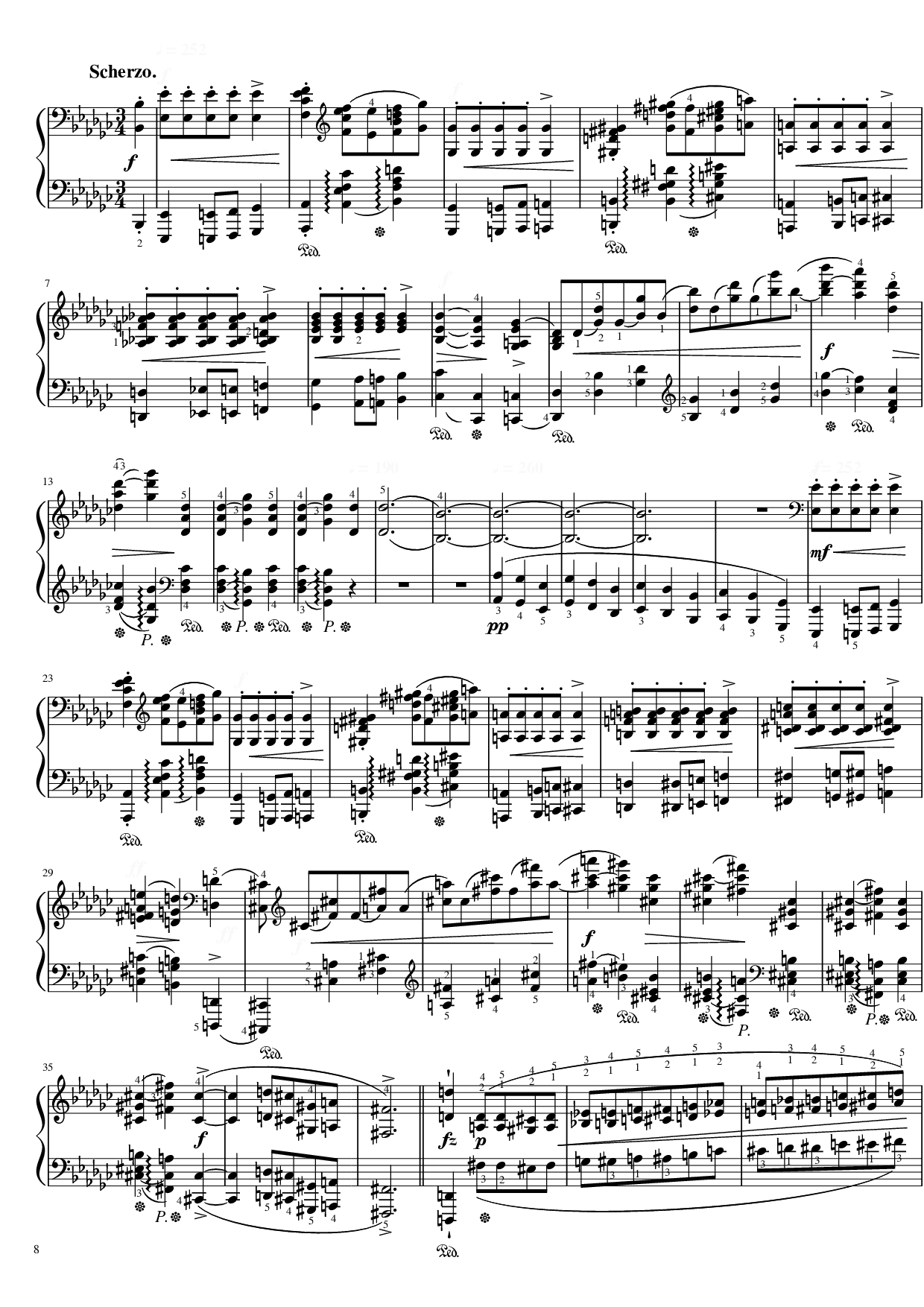 Page 8 of the piano sheet music PDF Piano – Funeral March Sonata No. 2 Op. 35 (Chopin) by Frédéric Chopin