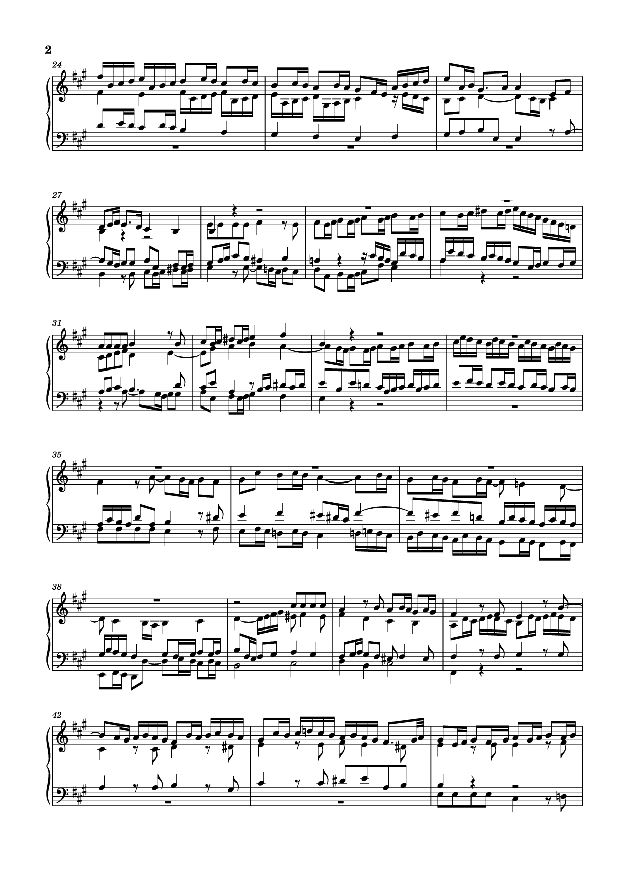 Page 2 of the piano sheet music PDF Piano – Fugue in A Major Piano by Johann Sebastian Bach