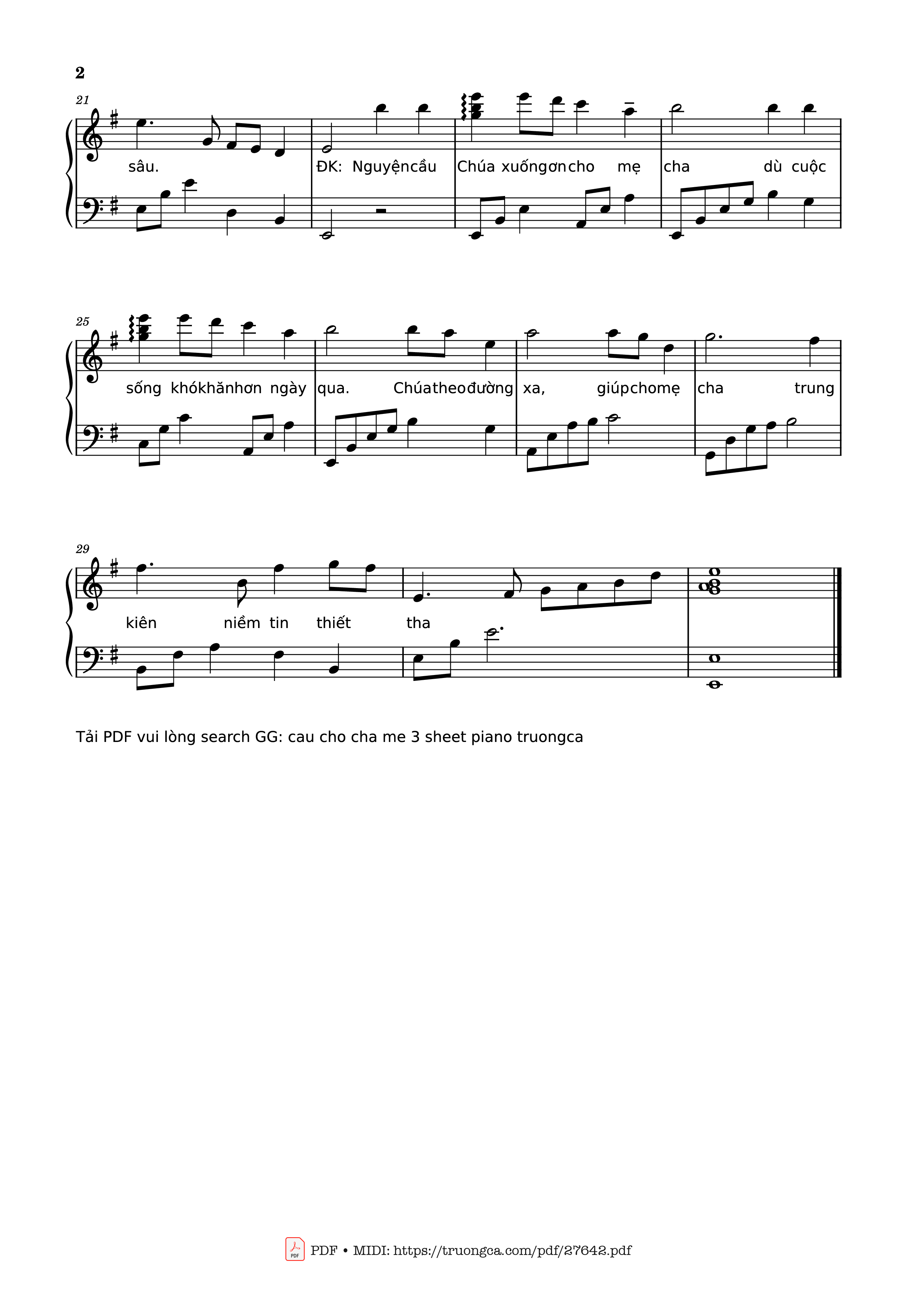 Page 2 of the piano sheet music PDF – Cầu cho cha mẹ 3 Piano by Phanxico