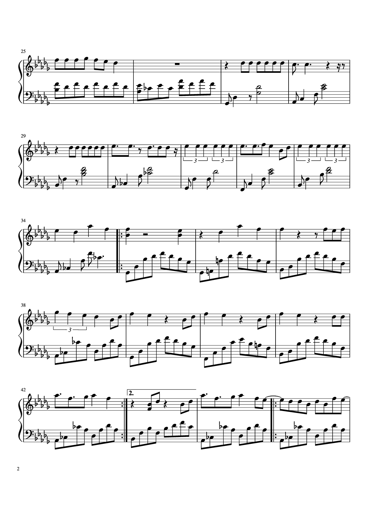 Page 2 of the piano sheet music PDF Piano – Hold Me Tight Piano by BTS