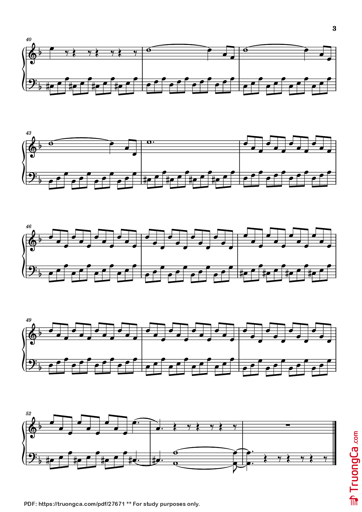 Page 3 of the piano sheet music PDF Piano – Van Gogh Piano by Virgino Aiello