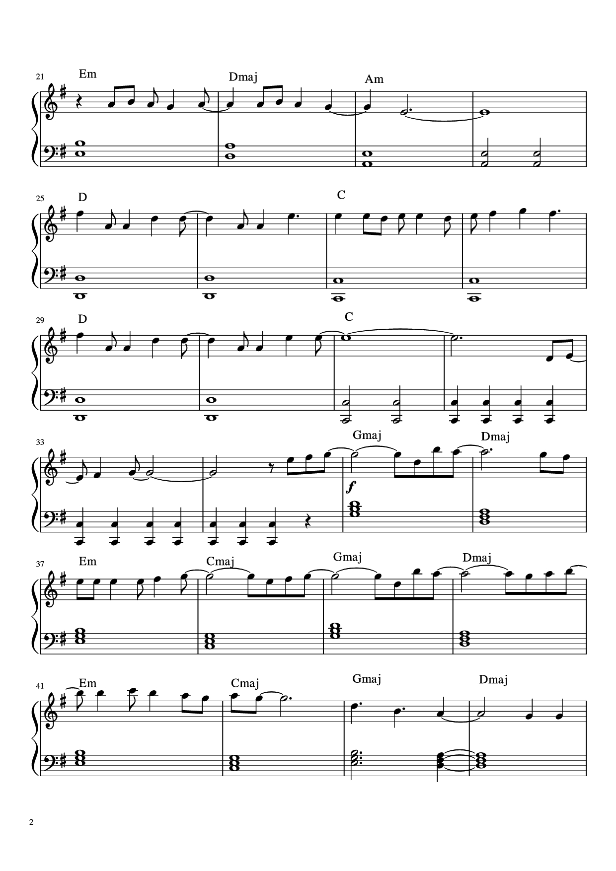 Page 2 of the piano sheet music PDF Piano – Let it go Piano (easy) by Idina Menzel
