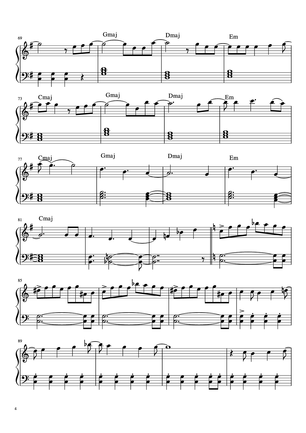 Page 4 of the piano sheet music PDF Piano – Let it go Piano (easy) by Idina Menzel