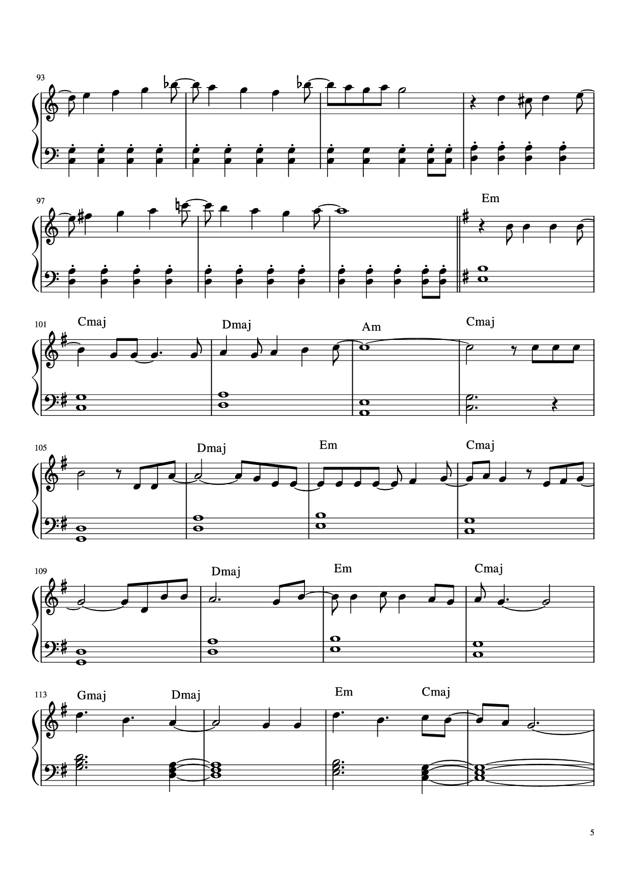 Page 5 of the piano sheet music PDF Piano – Let it go Piano (easy) by Idina Menzel