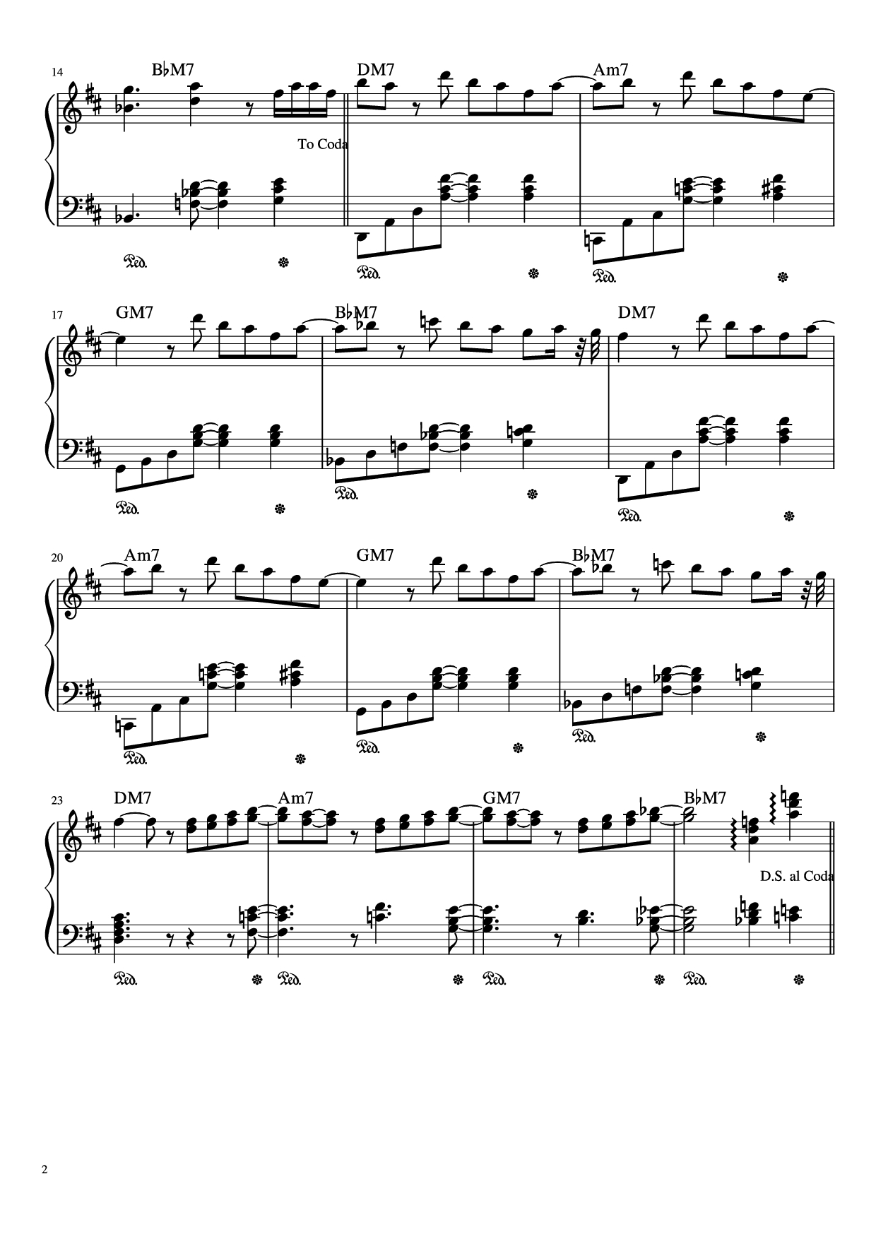 Page 2 of the piano sheet music PDF Piano – Best Part Piano by Composed by Tawang