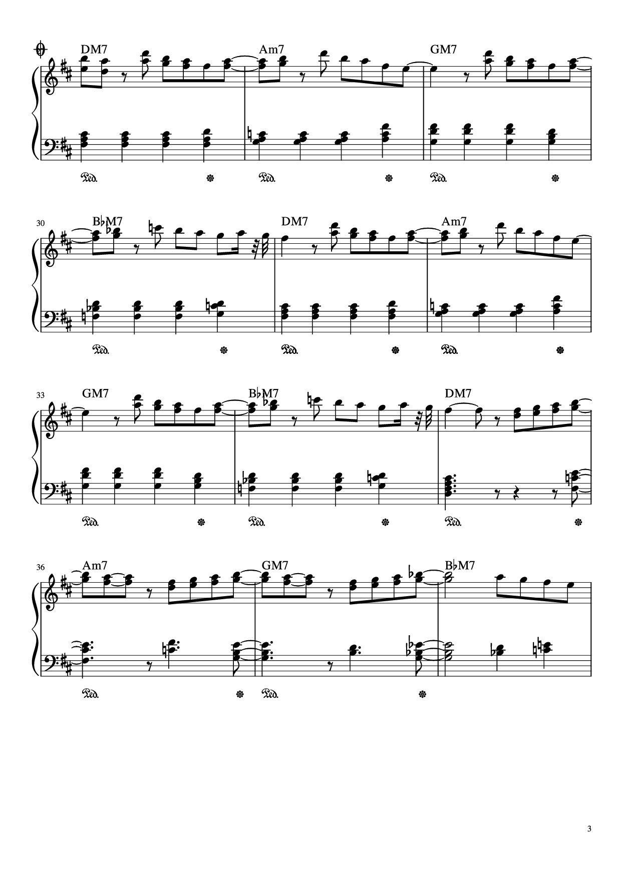 Page 3 of the piano sheet music PDF Piano – Best Part Piano by Composed by Tawang