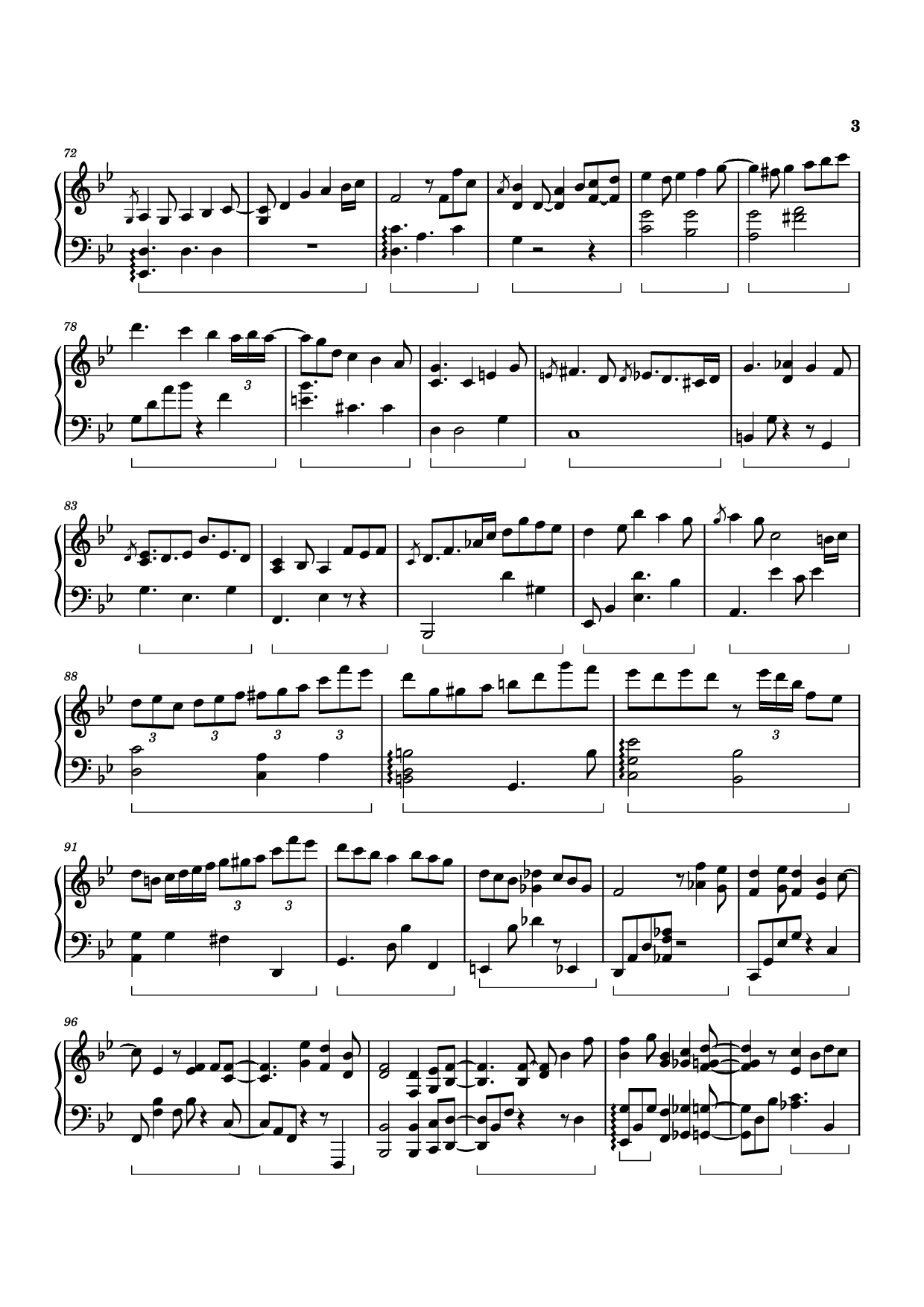 Page 3 of the piano sheet music PDF Piano – Three Swallows Piano by Izumi Hirotaka