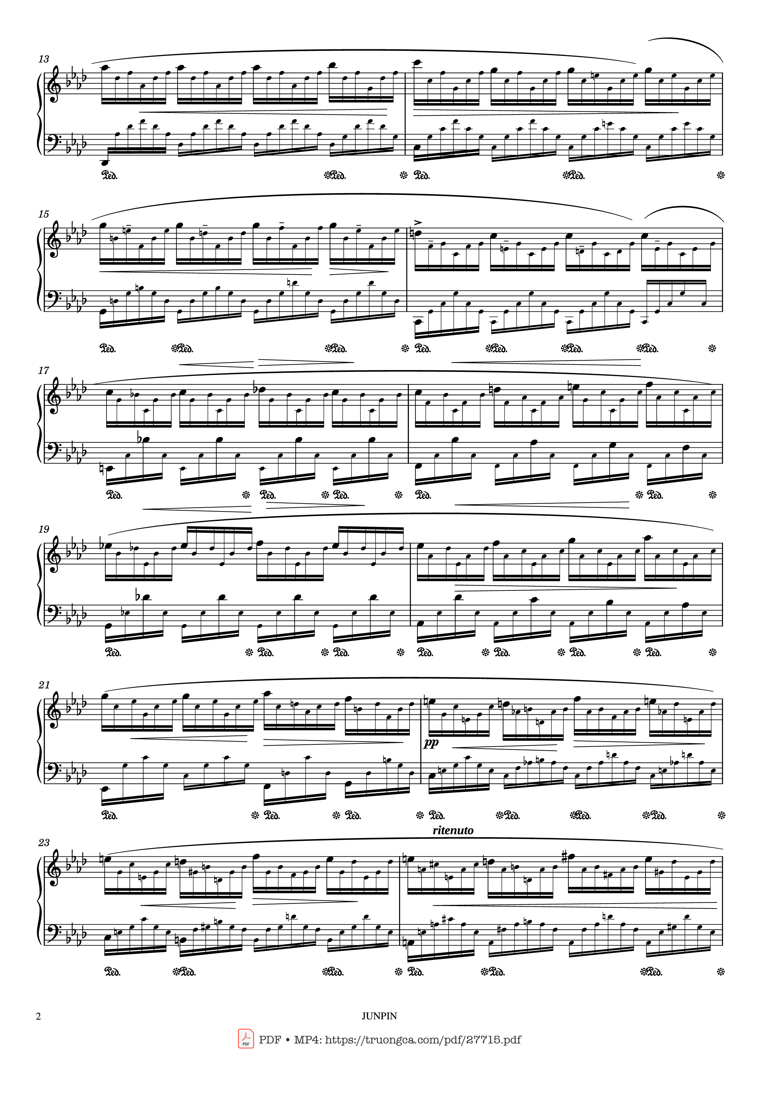 Page 2 of the piano sheet music PDF Piano – Etude Op.25 No.1 in Ab Major Aeolian Harp Piano by F. Chopin (쇼팽)