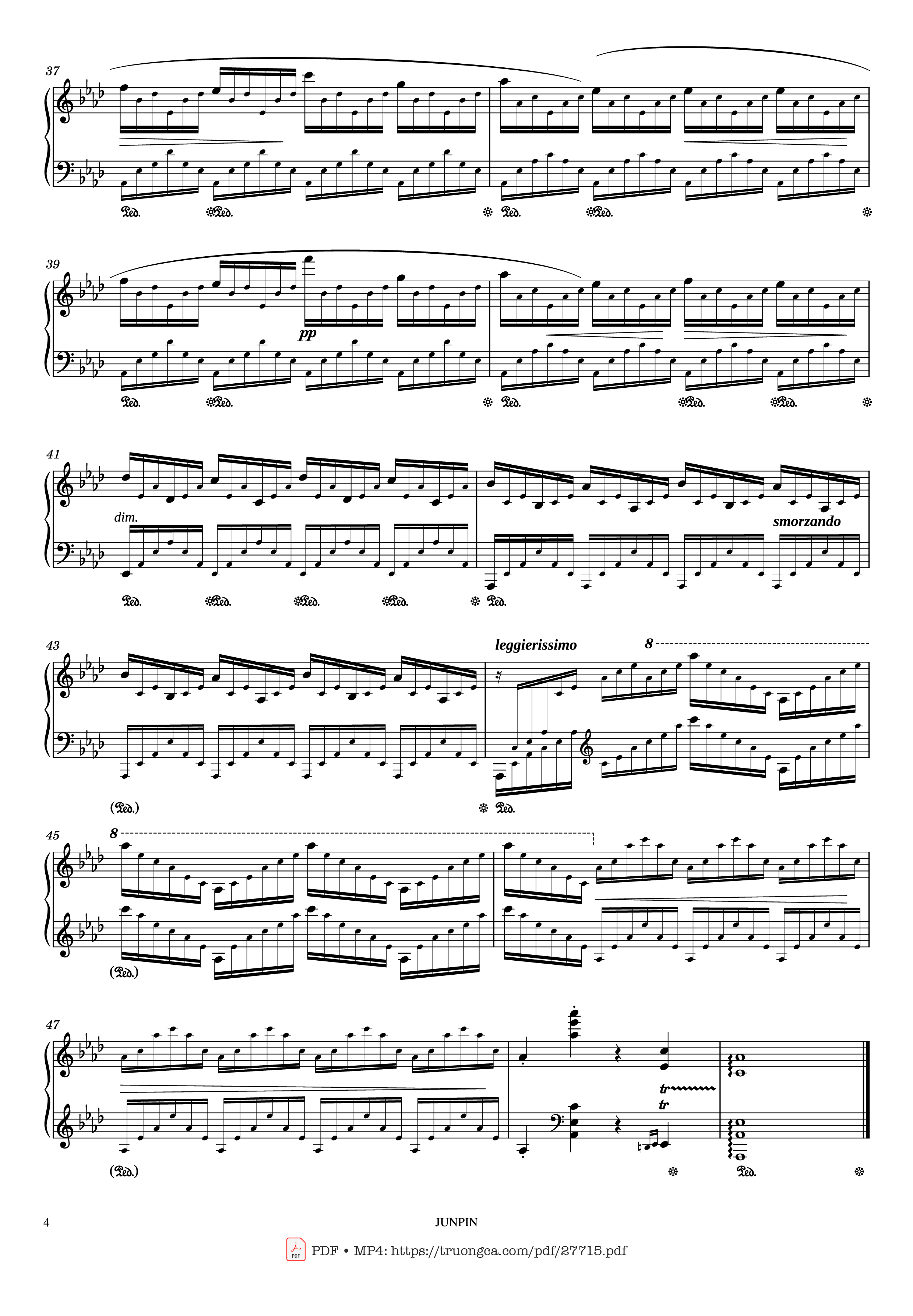 Page 4 of the piano sheet music PDF Piano – Etude Op.25 No.1 in Ab Major Aeolian Harp Piano by F. Chopin (쇼팽)
