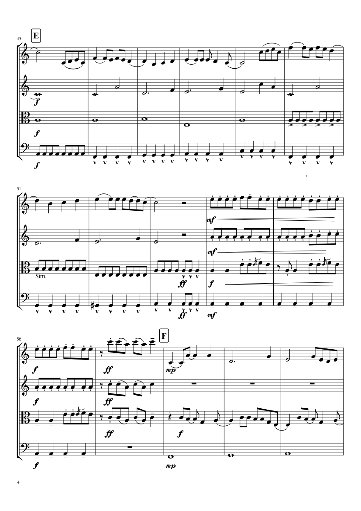 Page 4 of the piano sheet music PDF – Mal Romance Violin by Lady Gaga Arr. by Potter