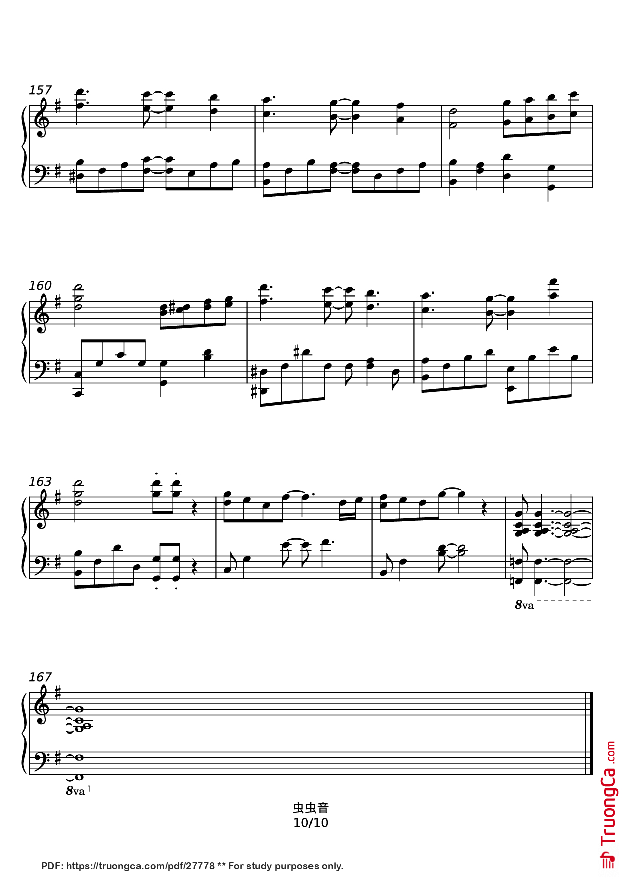 Page 10 of the piano sheet music PDF – Haru Uta - Ikimono-gakari Piano by 名侦探柯南