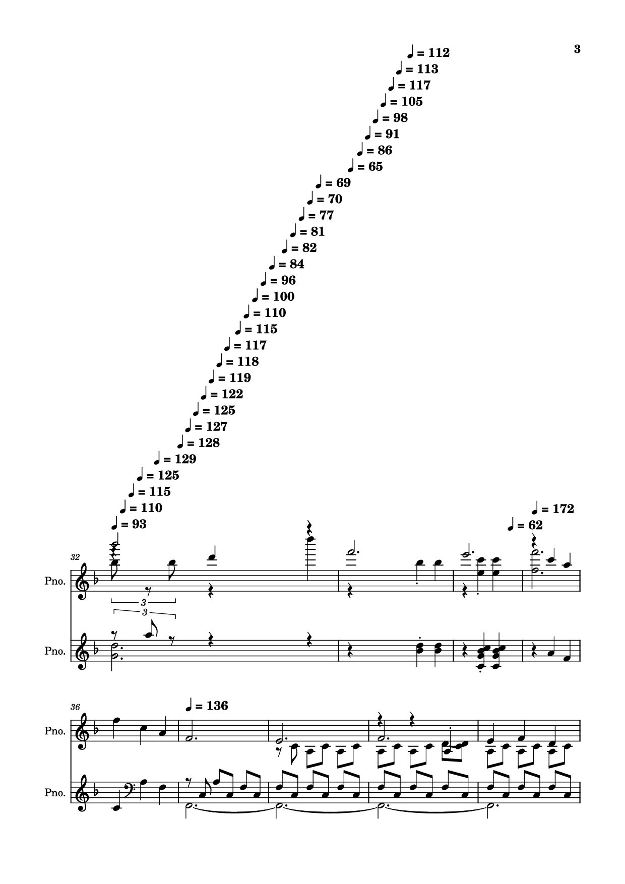 Page 3 of the piano sheet music PDF Piano – score-5bdfbd0626702694b8d652a63c658d6b Piano by Undefined