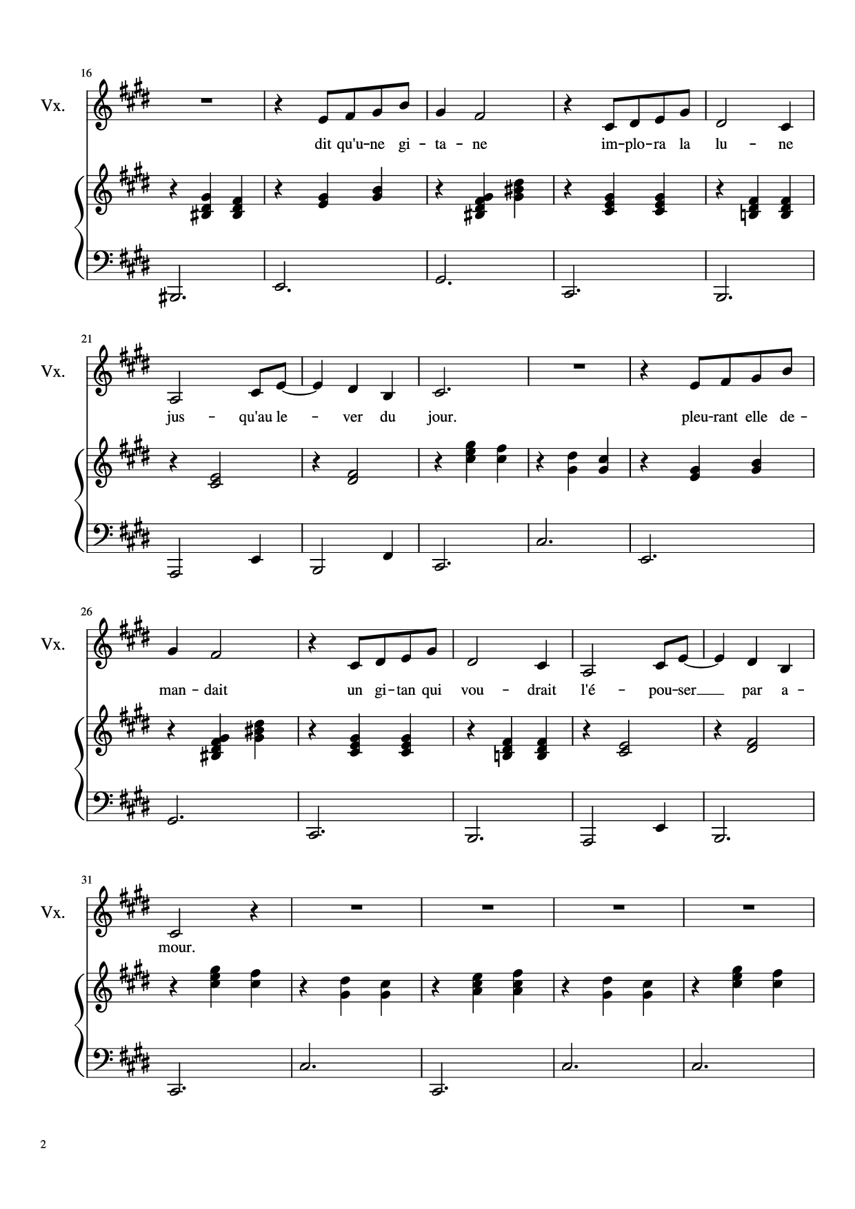 Page 2 of the piano sheet music PDF Piano – Dis-moi Lune d