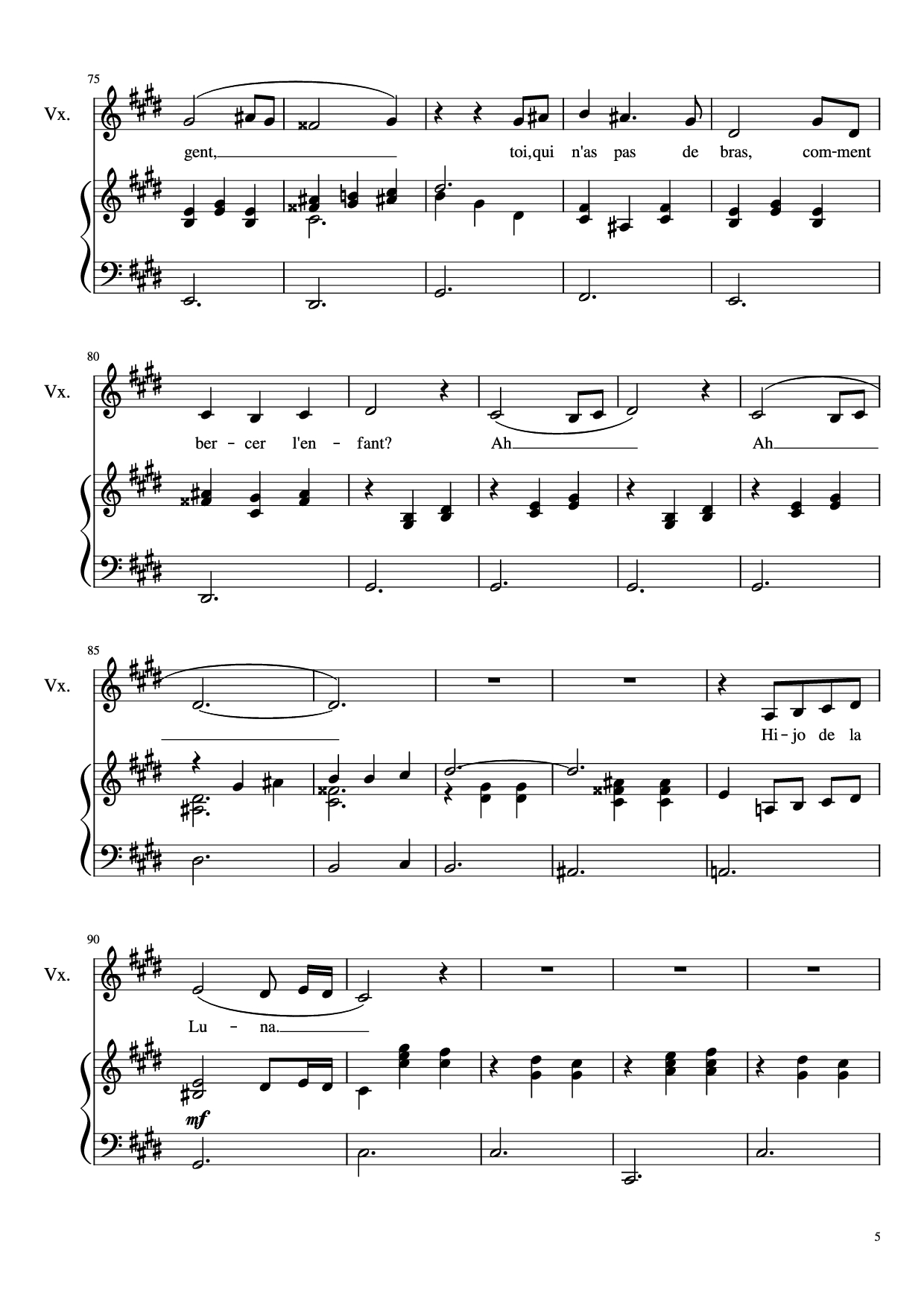 Page 5 of the piano sheet music PDF Piano – Dis-moi Lune d