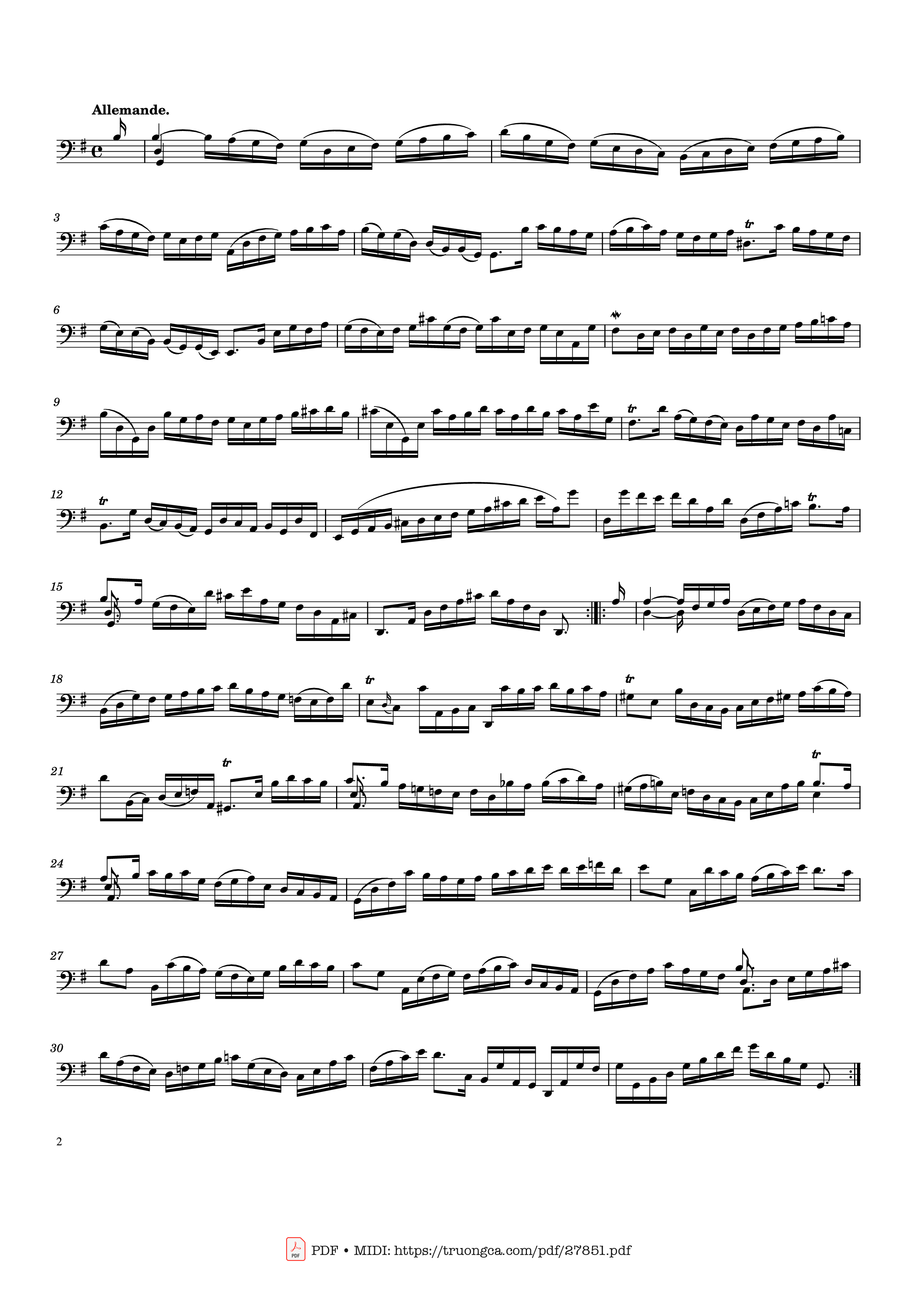 Page 2 of the piano sheet music PDF – Bach Cello Suite No. 1 by Johann Sebastian Bach