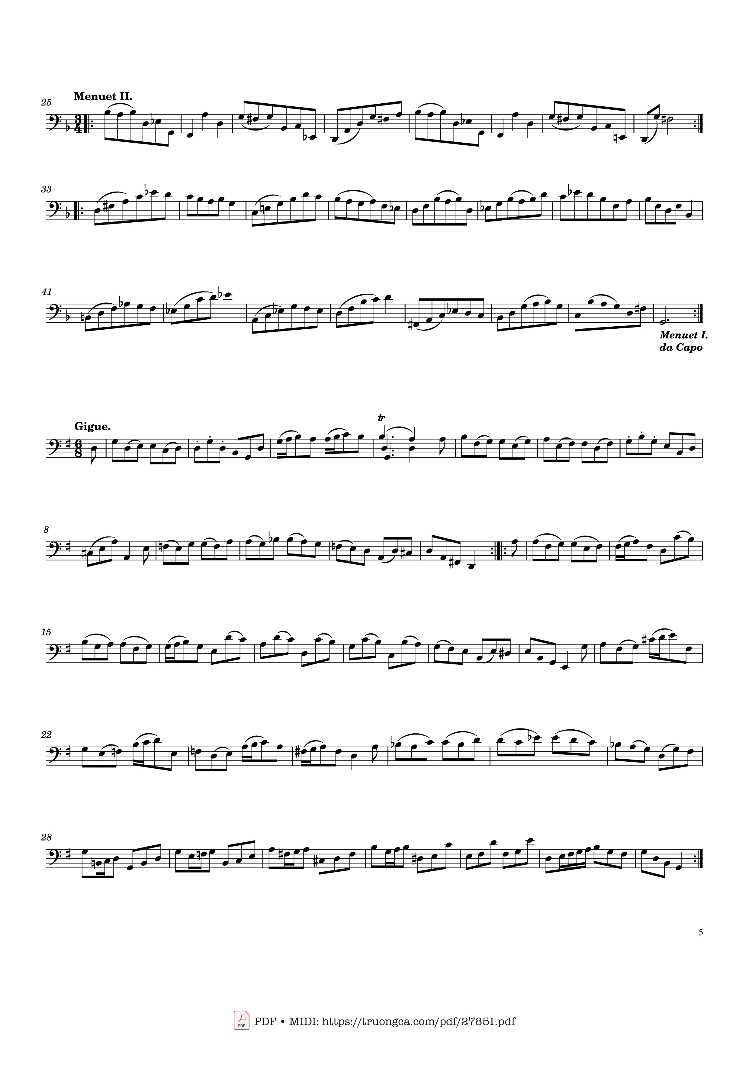 Page 5 of the piano sheet music PDF – Bach Cello Suite No. 1 by Johann Sebastian Bach
