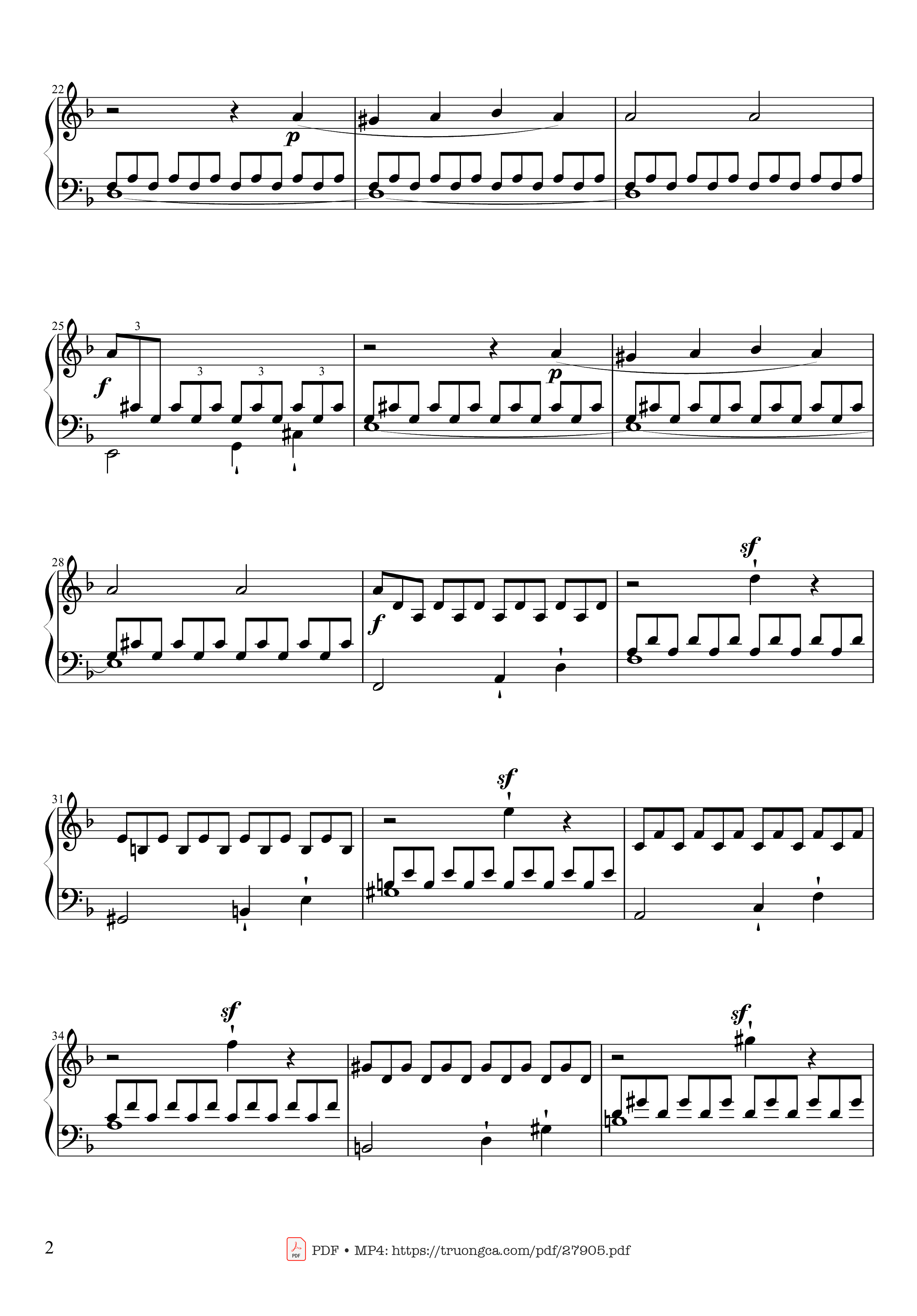 Page 2 of the piano sheet music PDF Piano – Sonate No. 17, Tempest (1st Movement) by Ludwig van Beethoven