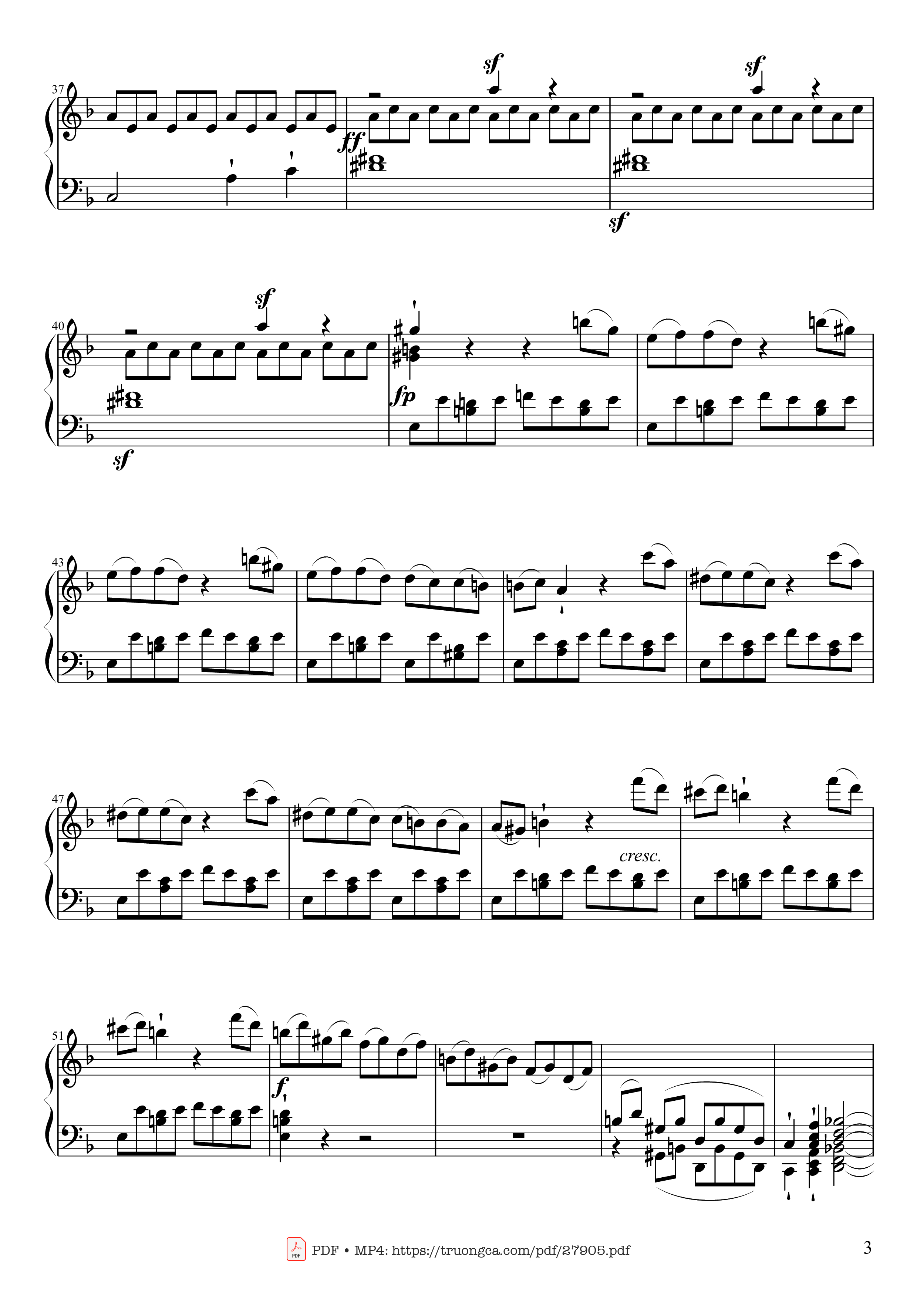 Page 3 of the piano sheet music PDF Piano – Sonate No. 17, Tempest (1st Movement) by Ludwig van Beethoven