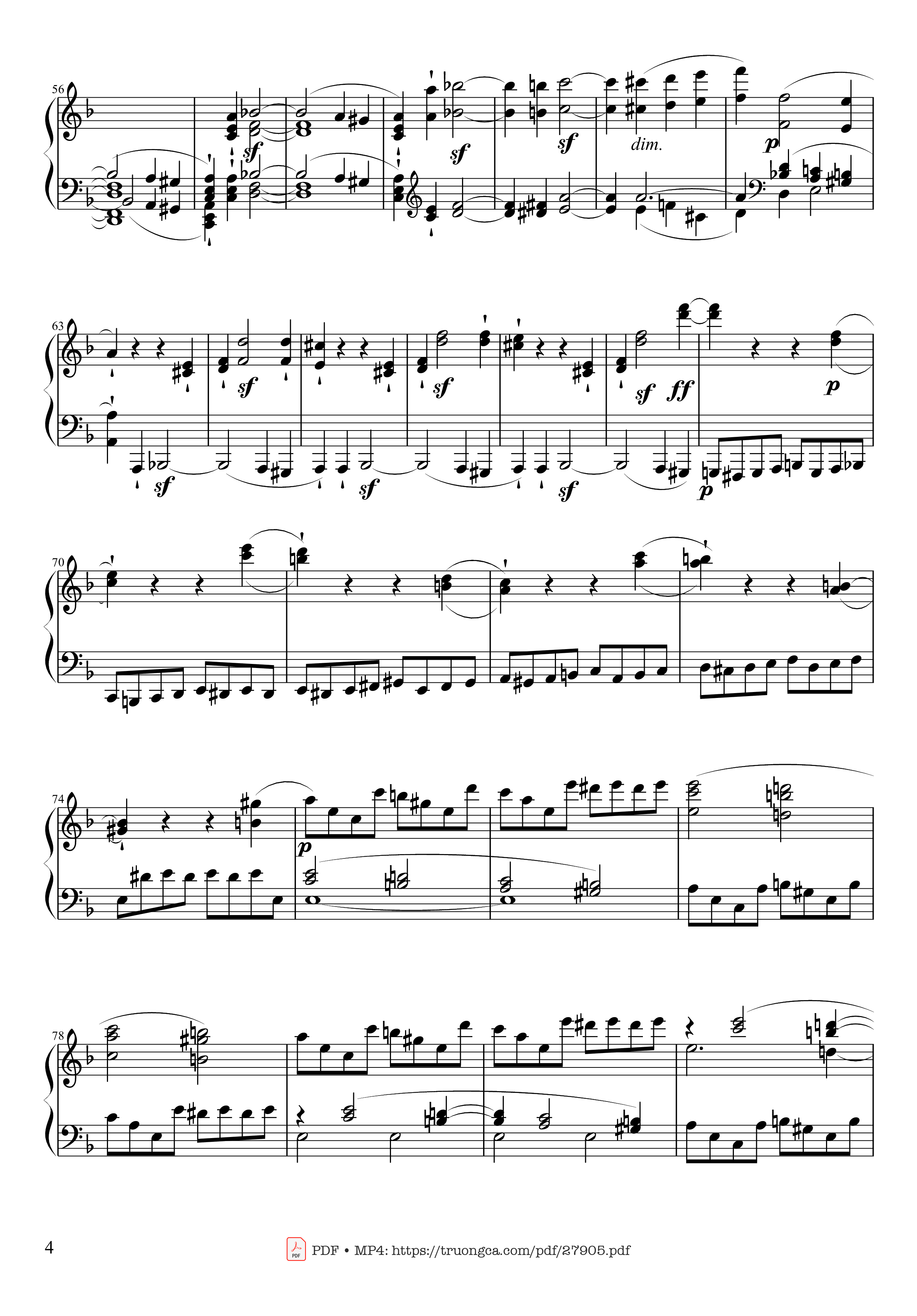 Page 4 of the piano sheet music PDF Piano – Sonate No. 17, Tempest (1st Movement) by Ludwig van Beethoven