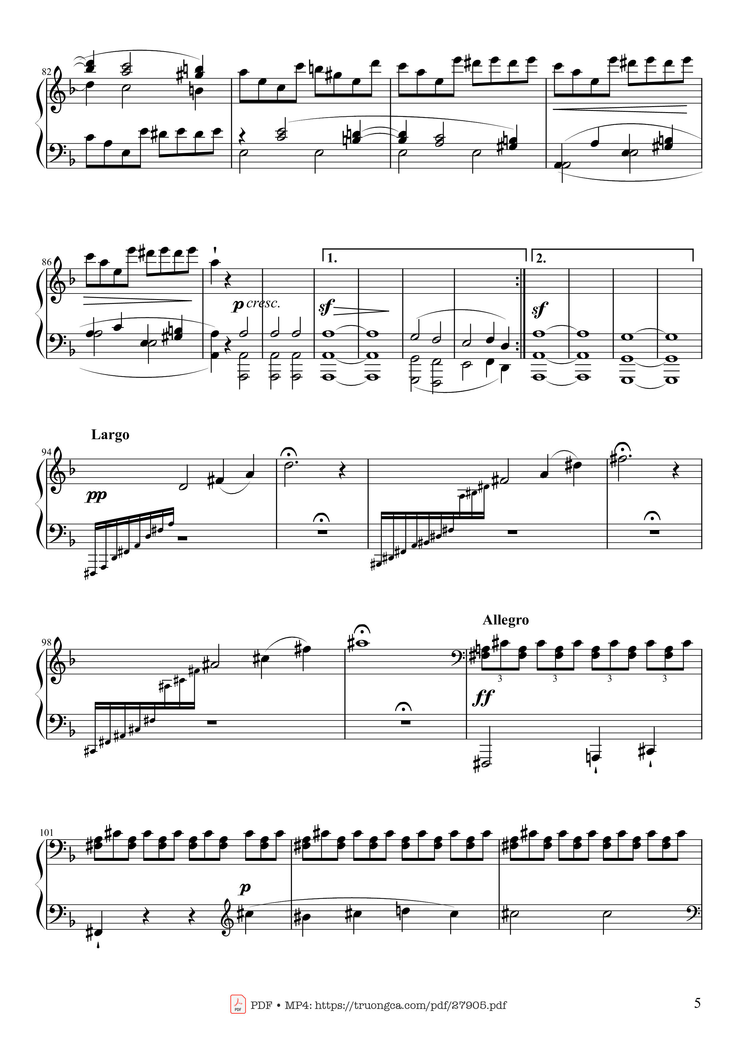 Page 5 of the piano sheet music PDF Piano – Sonate No. 17, Tempest (1st Movement) by Ludwig van Beethoven