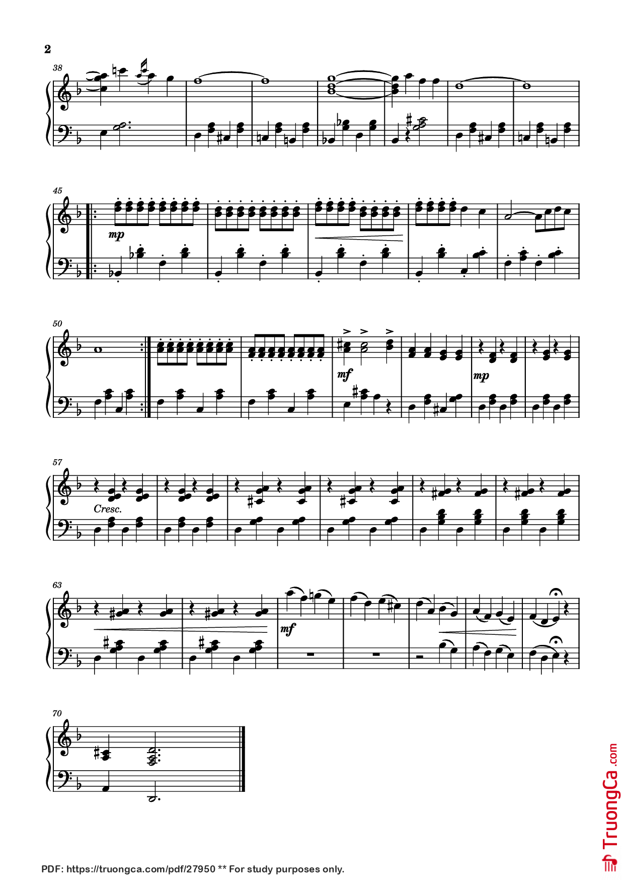 Page 2 of the piano sheet music PDF Piano – VIRGENES DEL SOL Piano by Santy V,