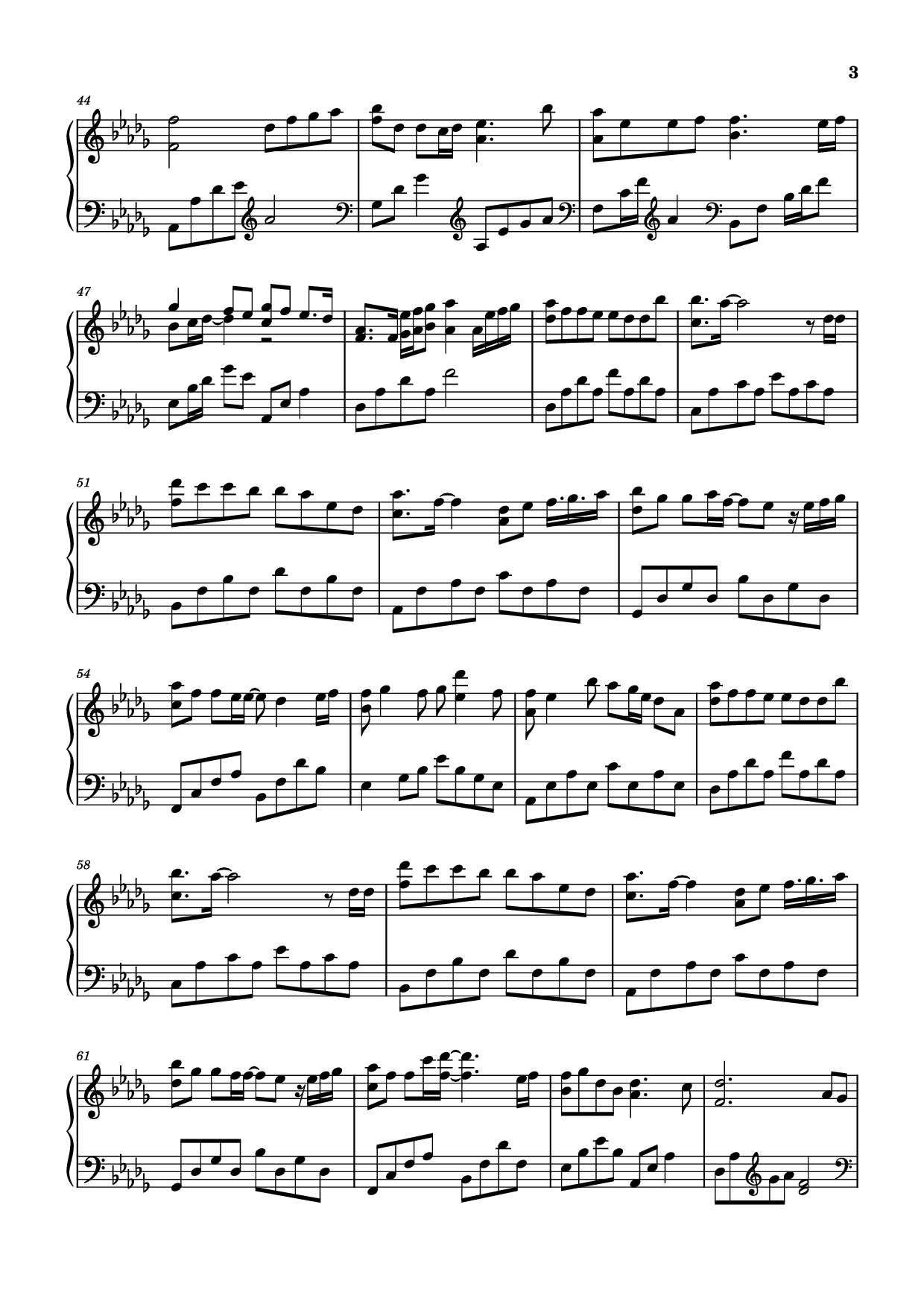 Page 3 of the piano sheet music PDF Piano – 星河皆予你 Piano (Dành tặng anh cả dải ngân hà) by 余澈