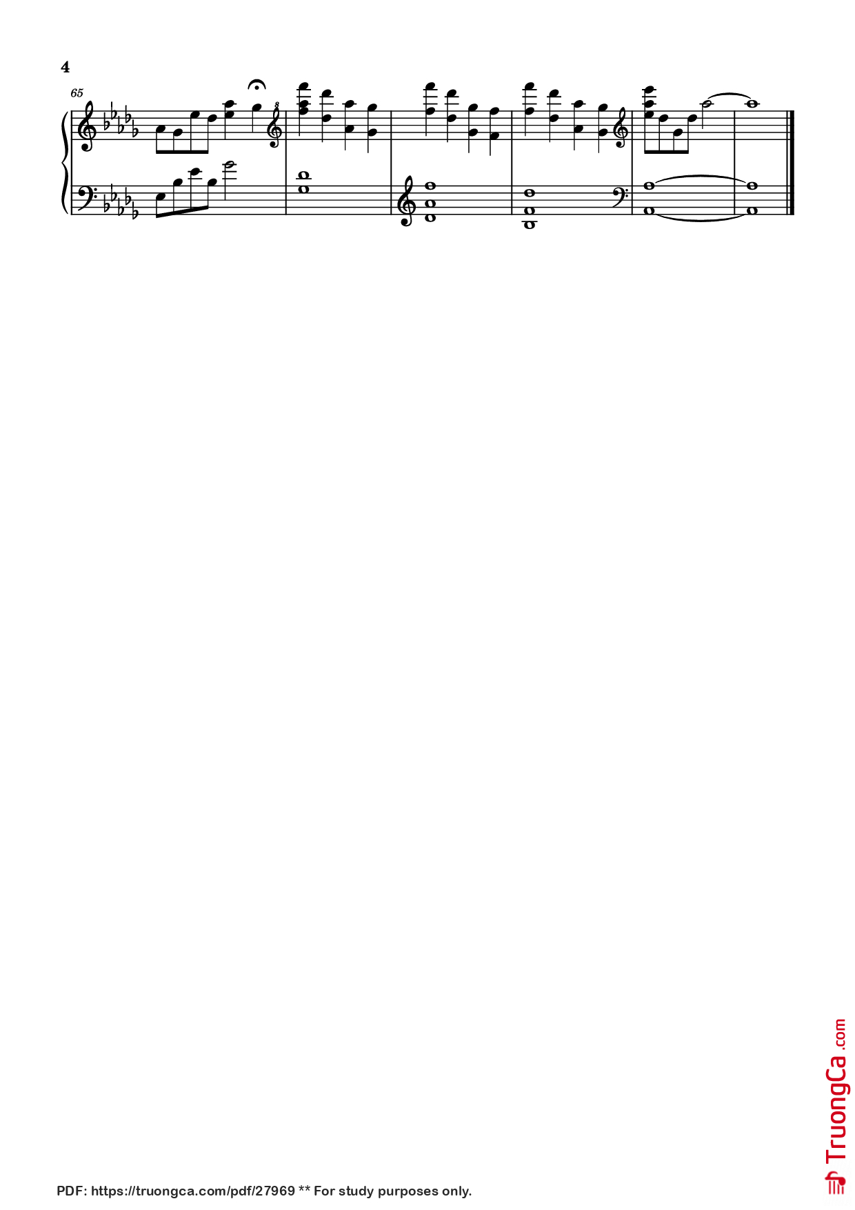 Page 4 of the piano sheet music PDF Piano – 星河皆予你 Piano (Dành tặng anh cả dải ngân hà) by 余澈