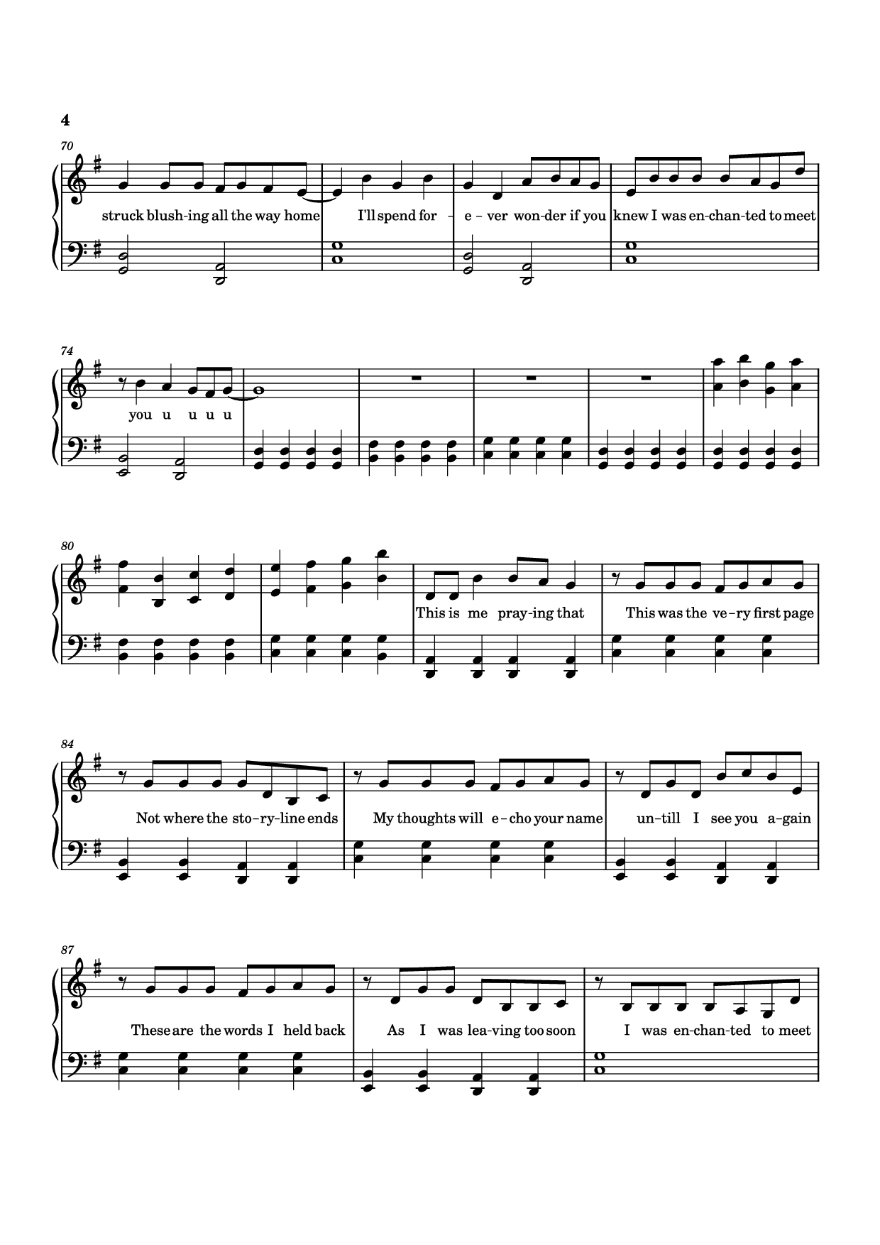 Page 4 of the piano sheet music PDF Piano – Enchanted Piano easy by Taylor Swift