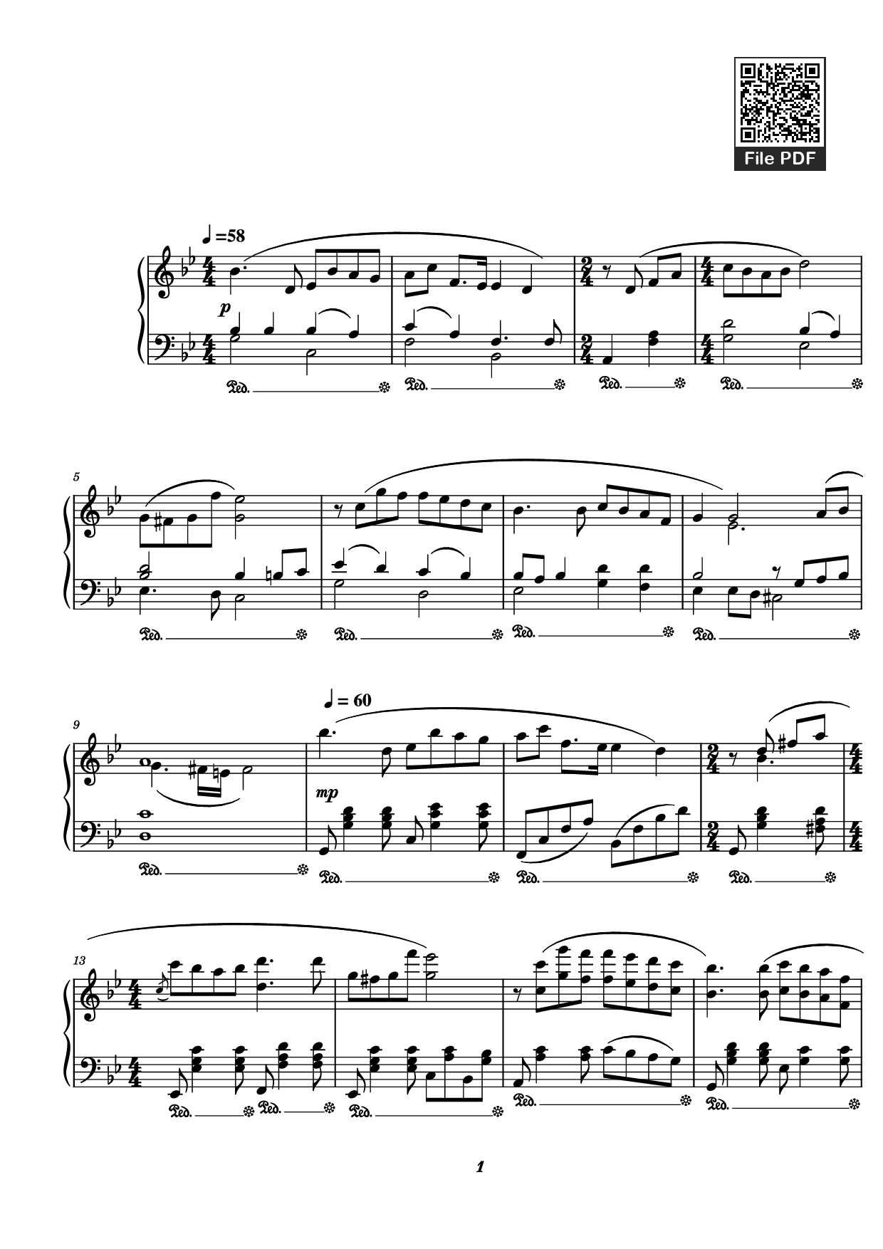 Page 1 of the piano sheet music PDF Piano – score-bd1ef01a1d88558da644dac30d38c882 Piano by Undefined
