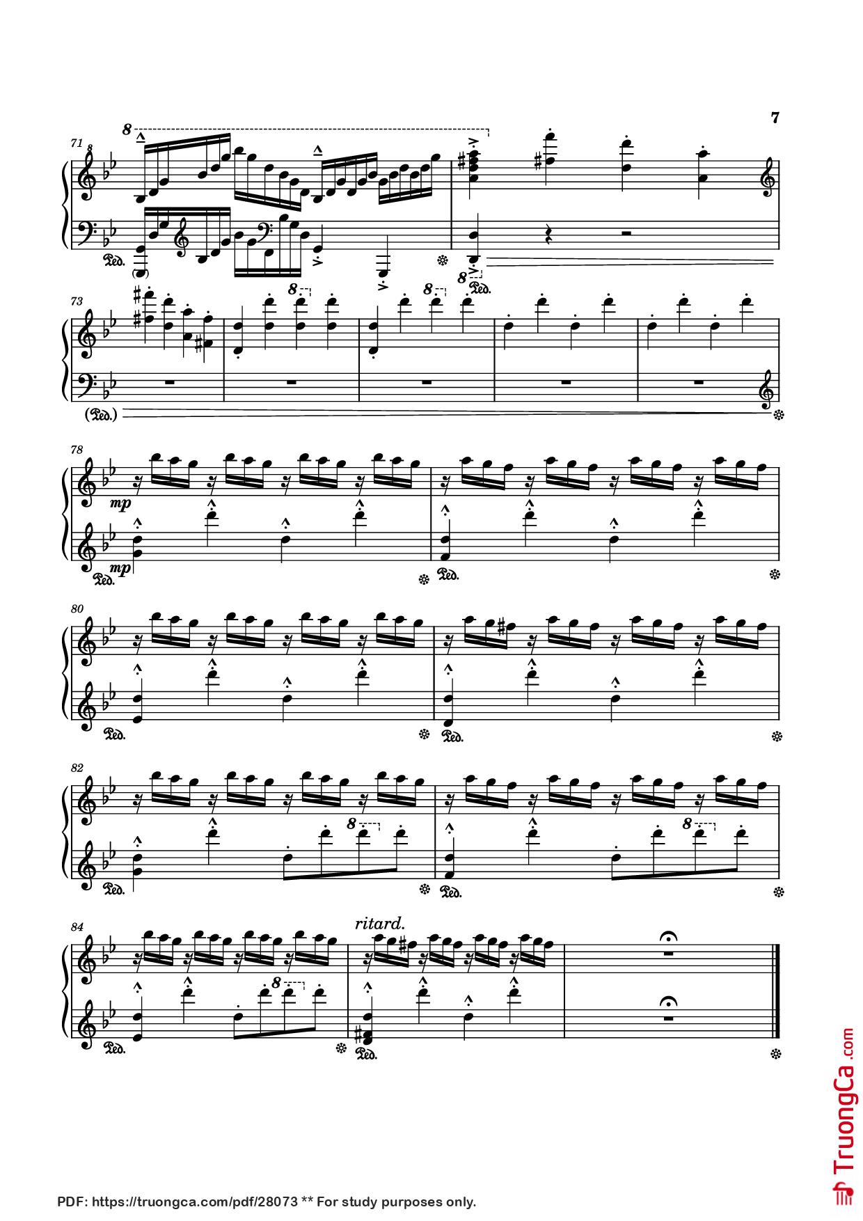Page 7 of the piano sheet music PDF Piano – Rain Piano by Composed by Tony Ann