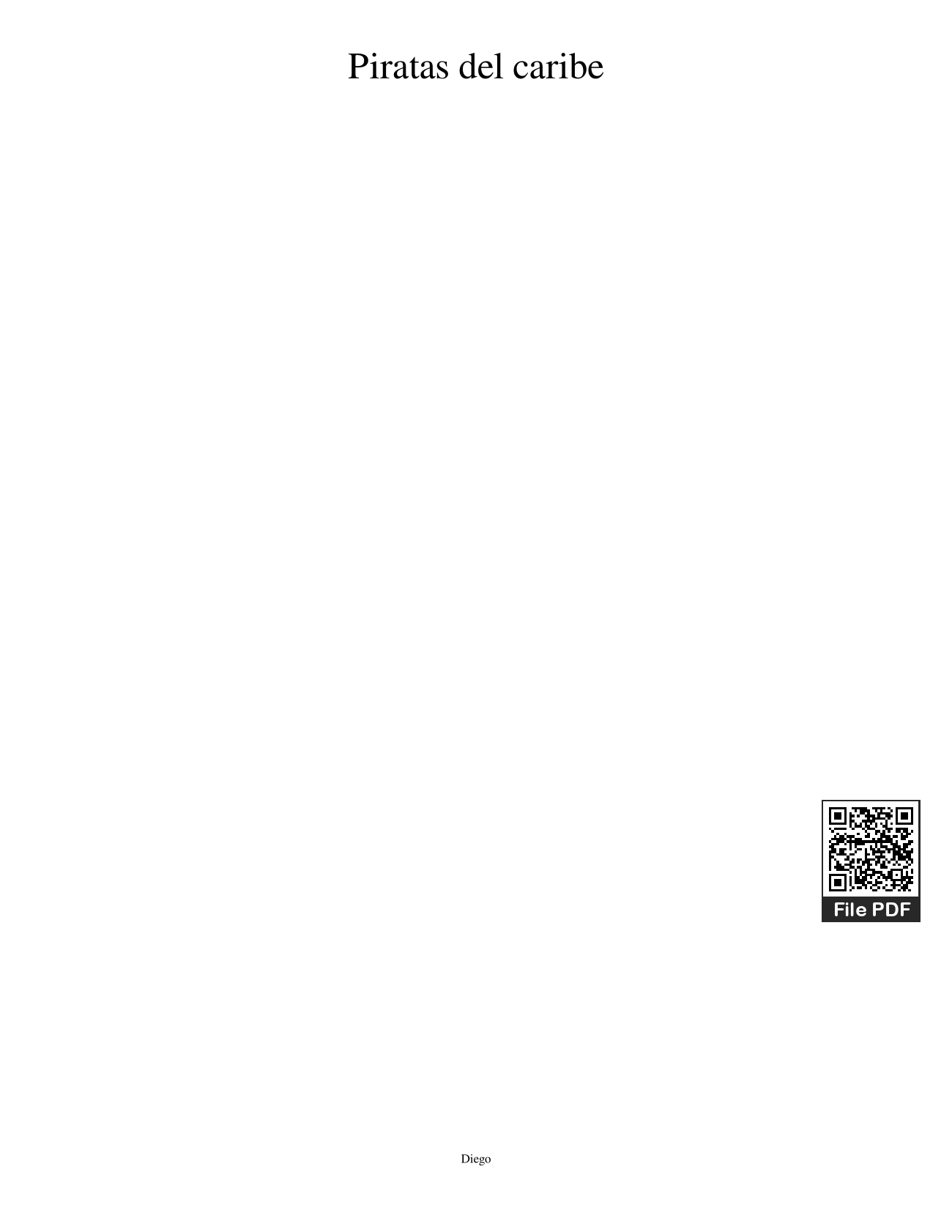 Page 1 of the piano sheet music PDF – Piratas del caribe Piano by DiegoSC