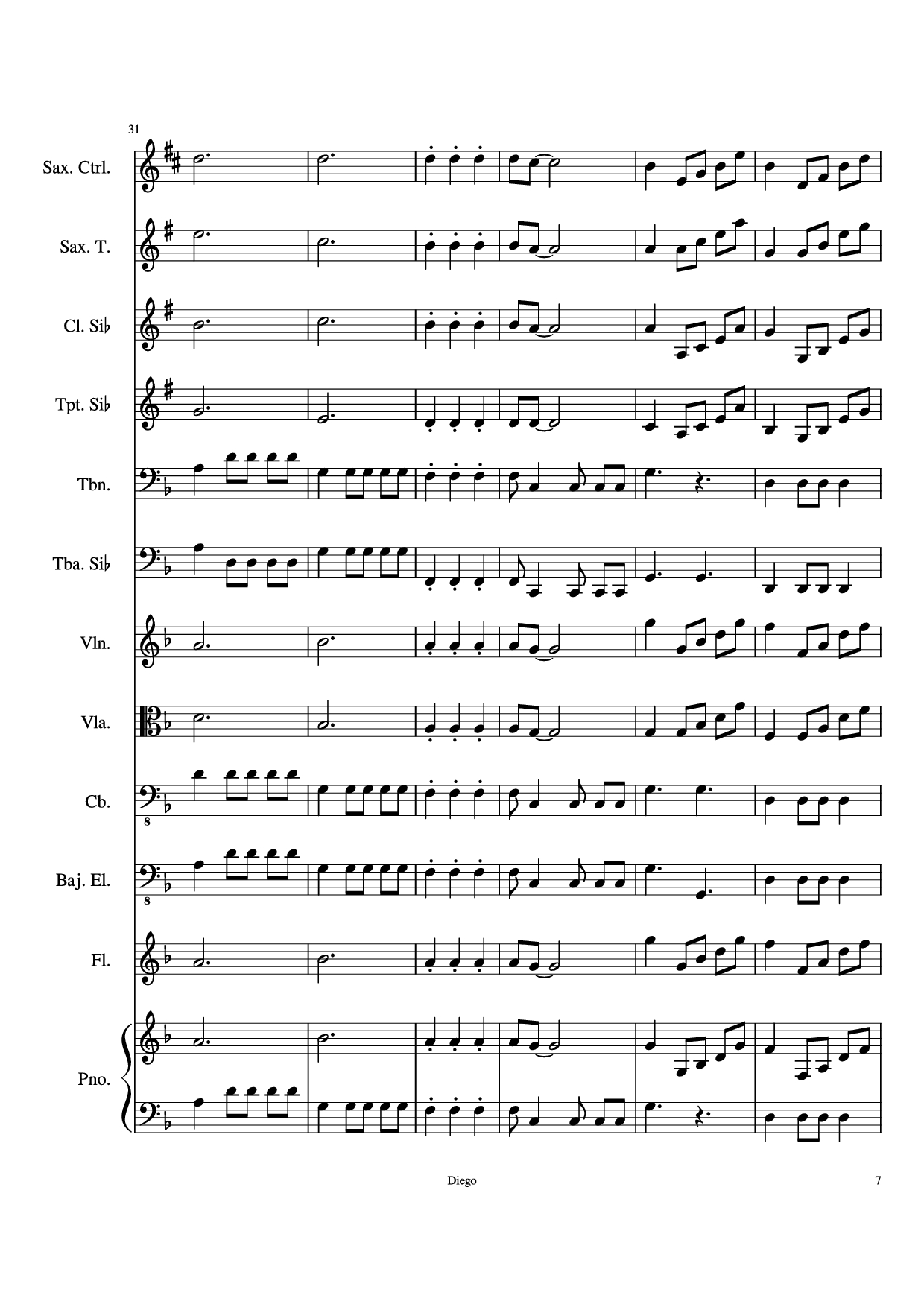 Page 7 of the piano sheet music PDF – Piratas del caribe Piano by DiegoSC