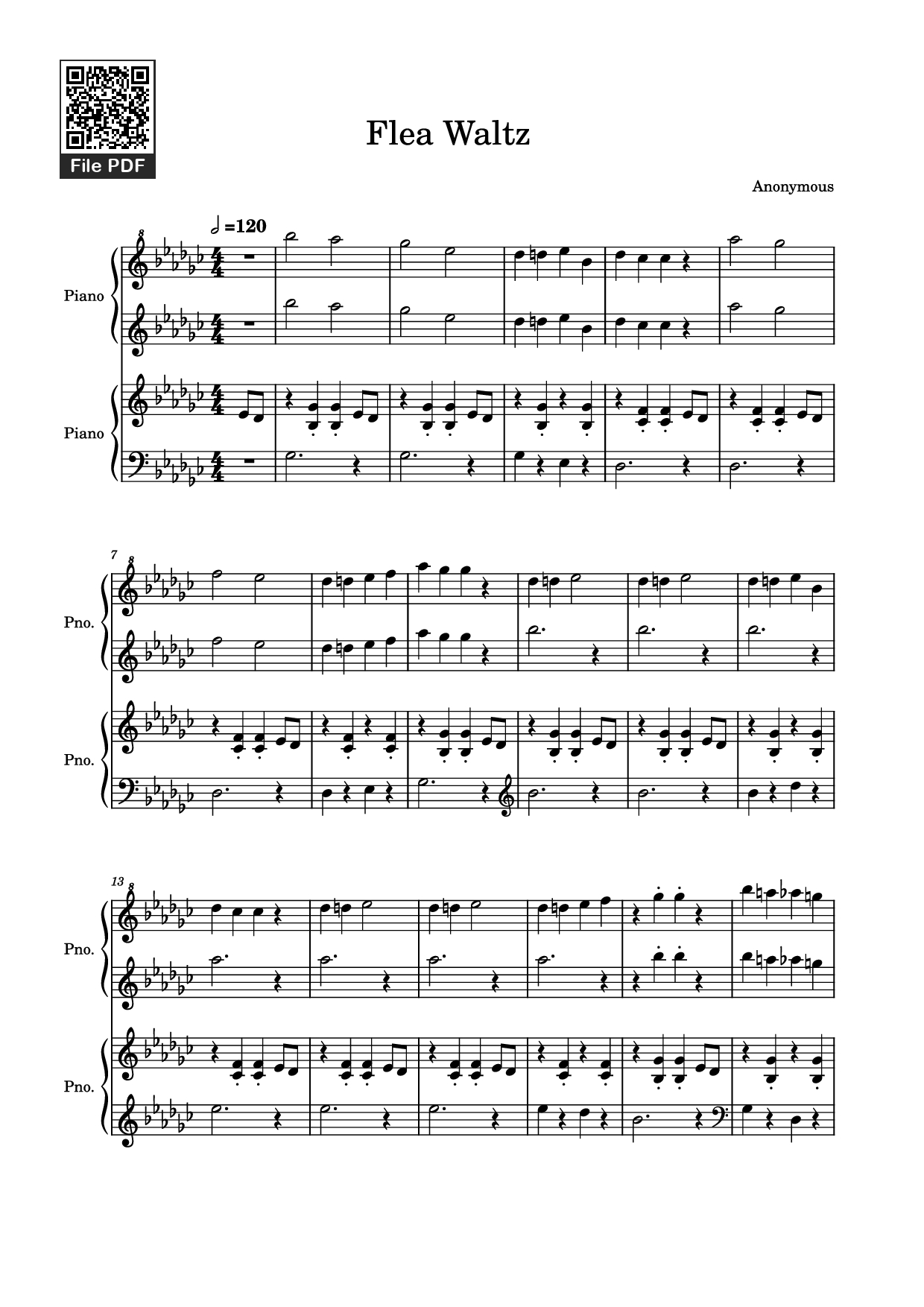 Page 1 of the piano sheet music PDF Piano – Flea Waltz Piano by Anonymous