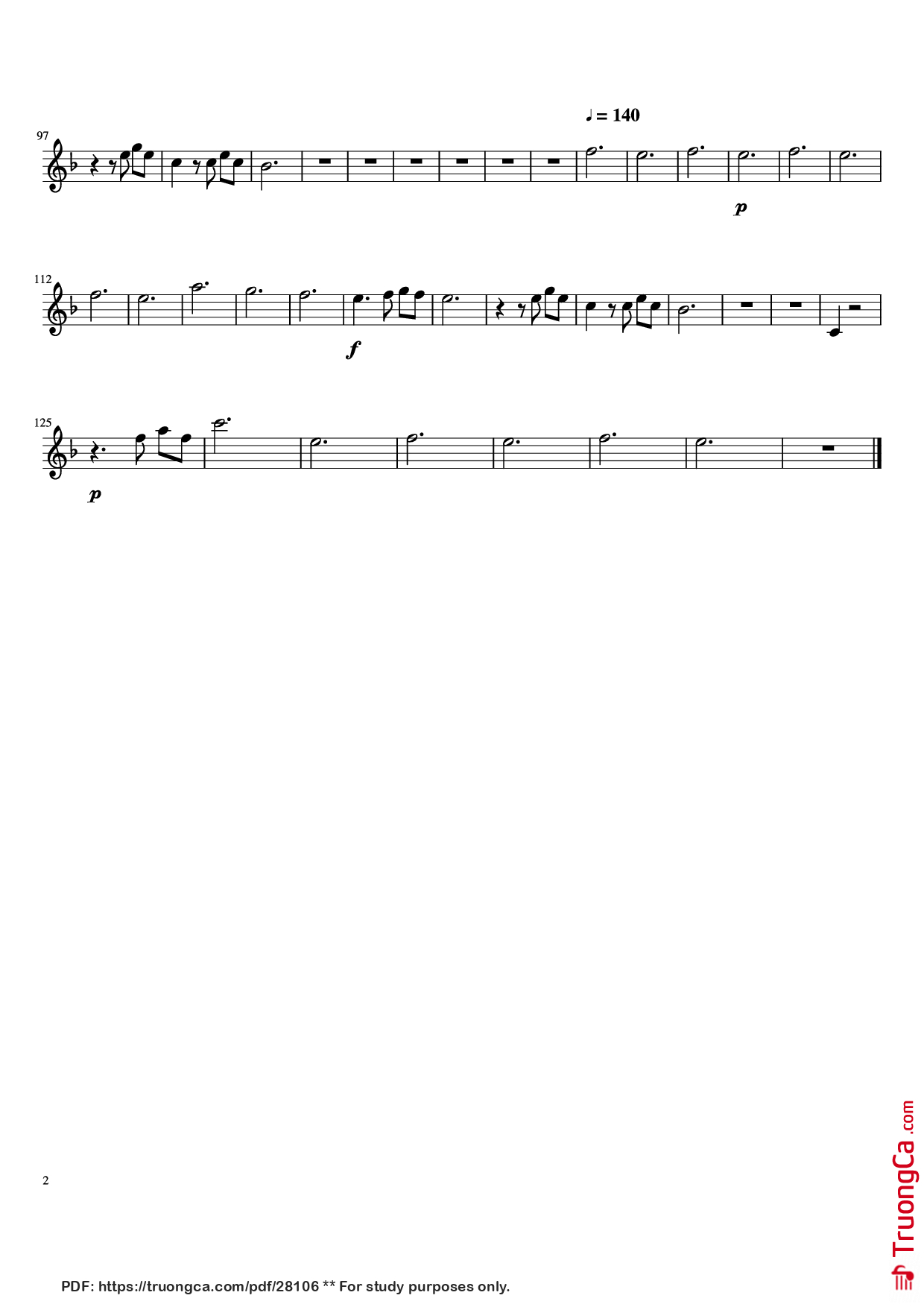 Page 2 of the piano sheet music PDF – Married Life Violin by Micheal Giacchino